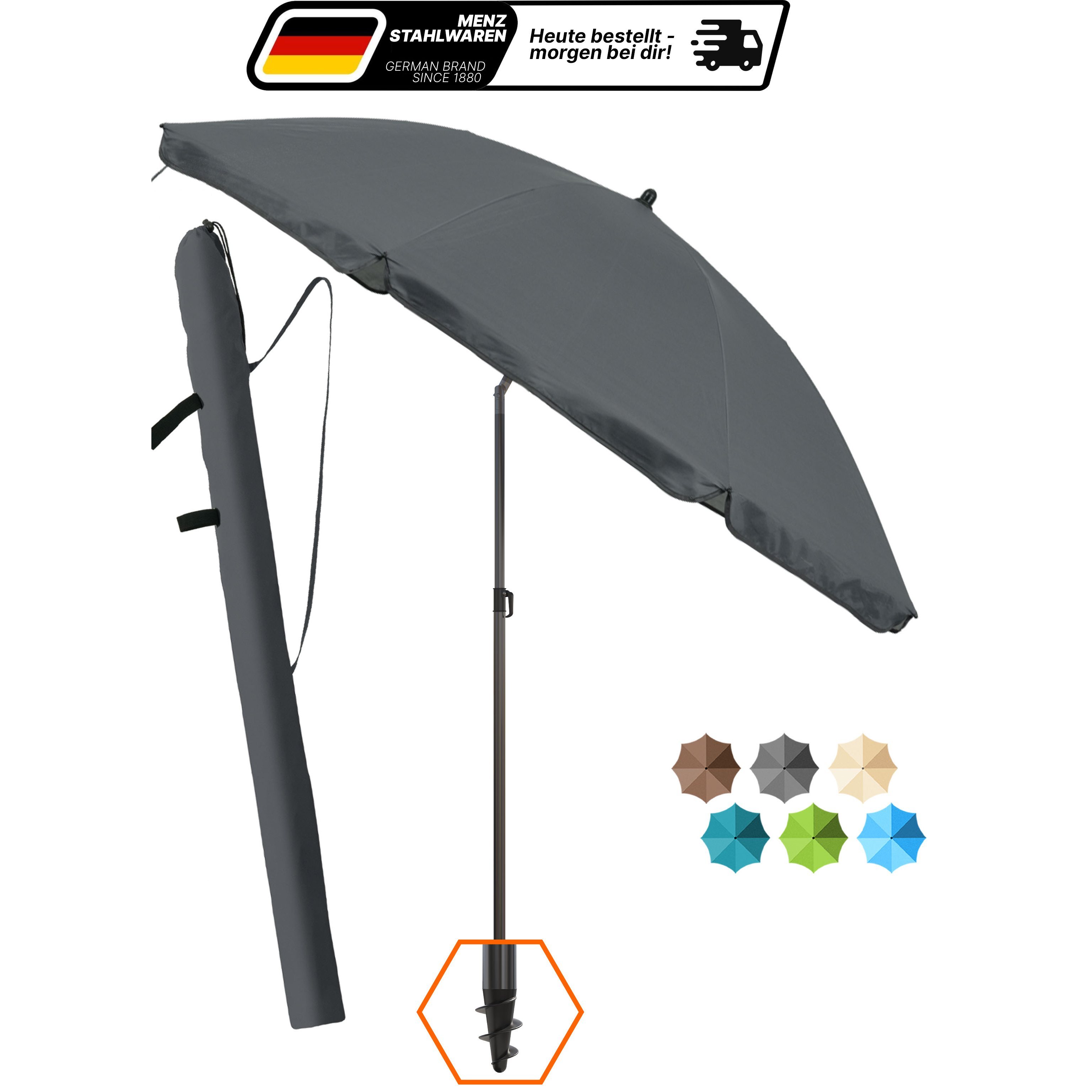 Home Windfest & Knickbar Ø180cm Sun Umbrella With Upf 50+ And Cover – Ideal For Beach & Leisure –
