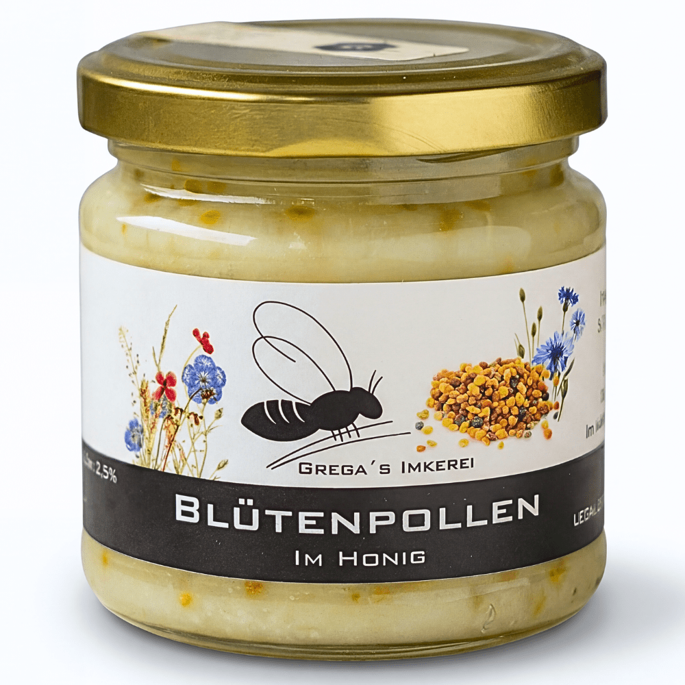 Image of Flower Pollen In Honey 250 G - Beekeeper Honey With Flower Pollen From Grega´s Beekeeping | Creamy & Natural | Family Beekeeping From Nrw | Processed Under 40 °c