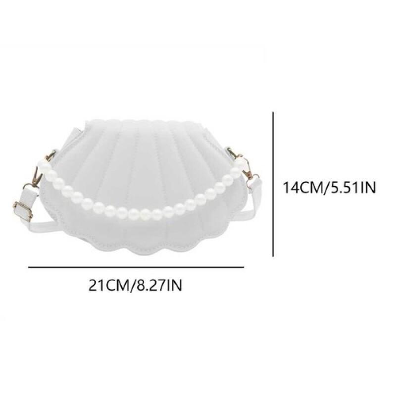 shell bag womens pu leather shoulder bag pearl chain shell handbag simple and versatile fashionable pearl chain shoulder bag mini urban crossbody bag details 3
