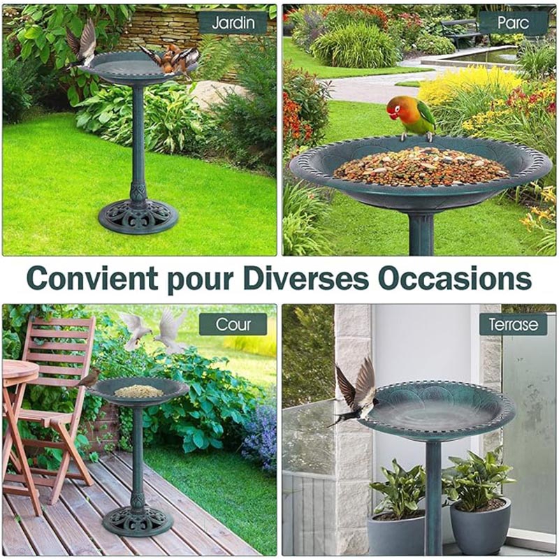 Pedestal Bird Bath Feeder Freestanding Outdoor Garden Yard Patio Decor (green)