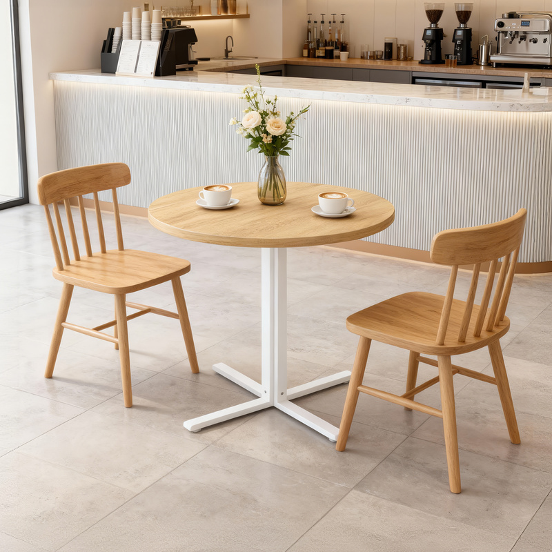 TEMU Table ronde de cuisine, table à manger rustique pour salon, 4 personnes, plateau imperméable, 80 cm