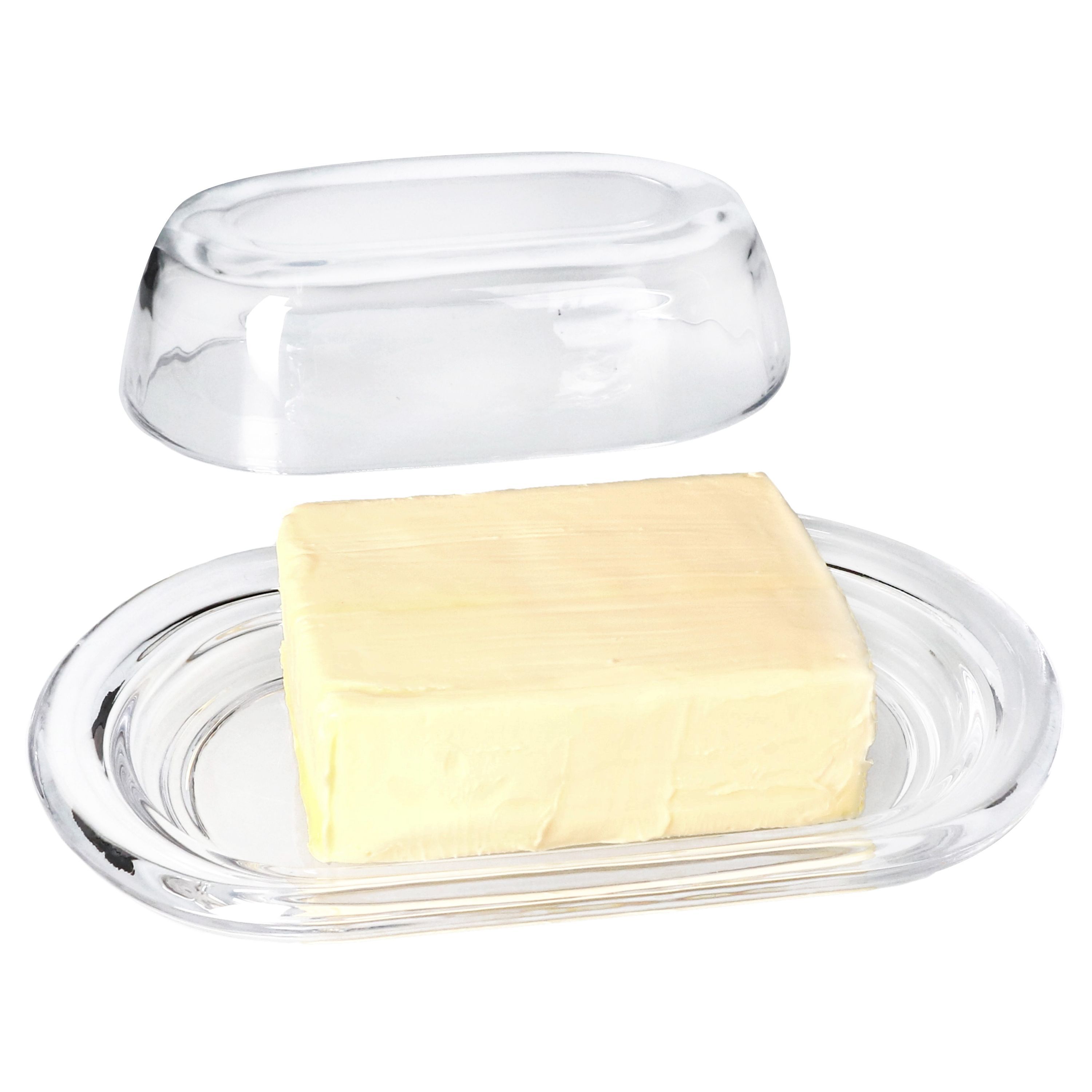 Image of Gourmet Oval Glass Butter Dish With Lid