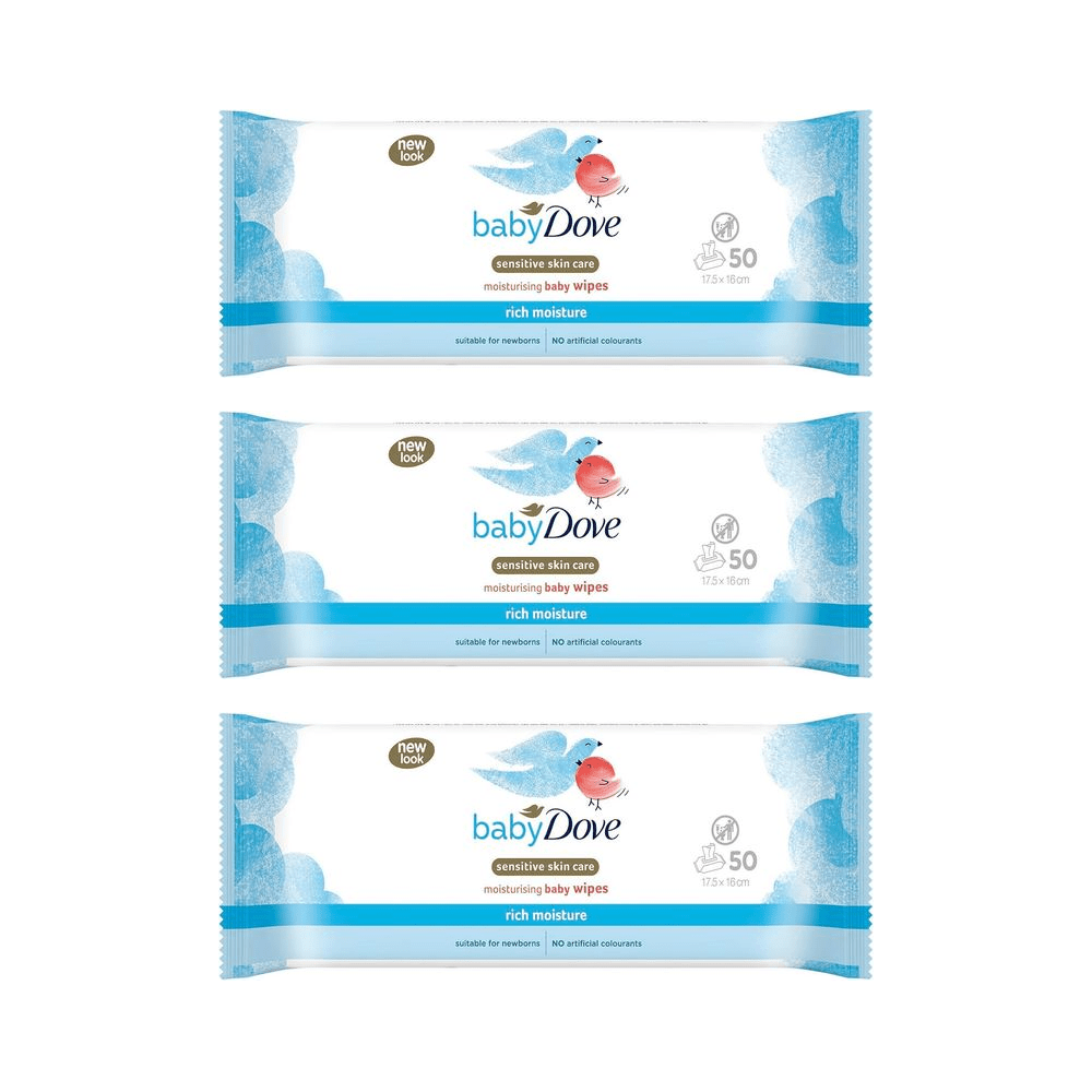 TEMU Pack Of - 3 Dove Baby Moisturising Baby Wipes 50 Pack