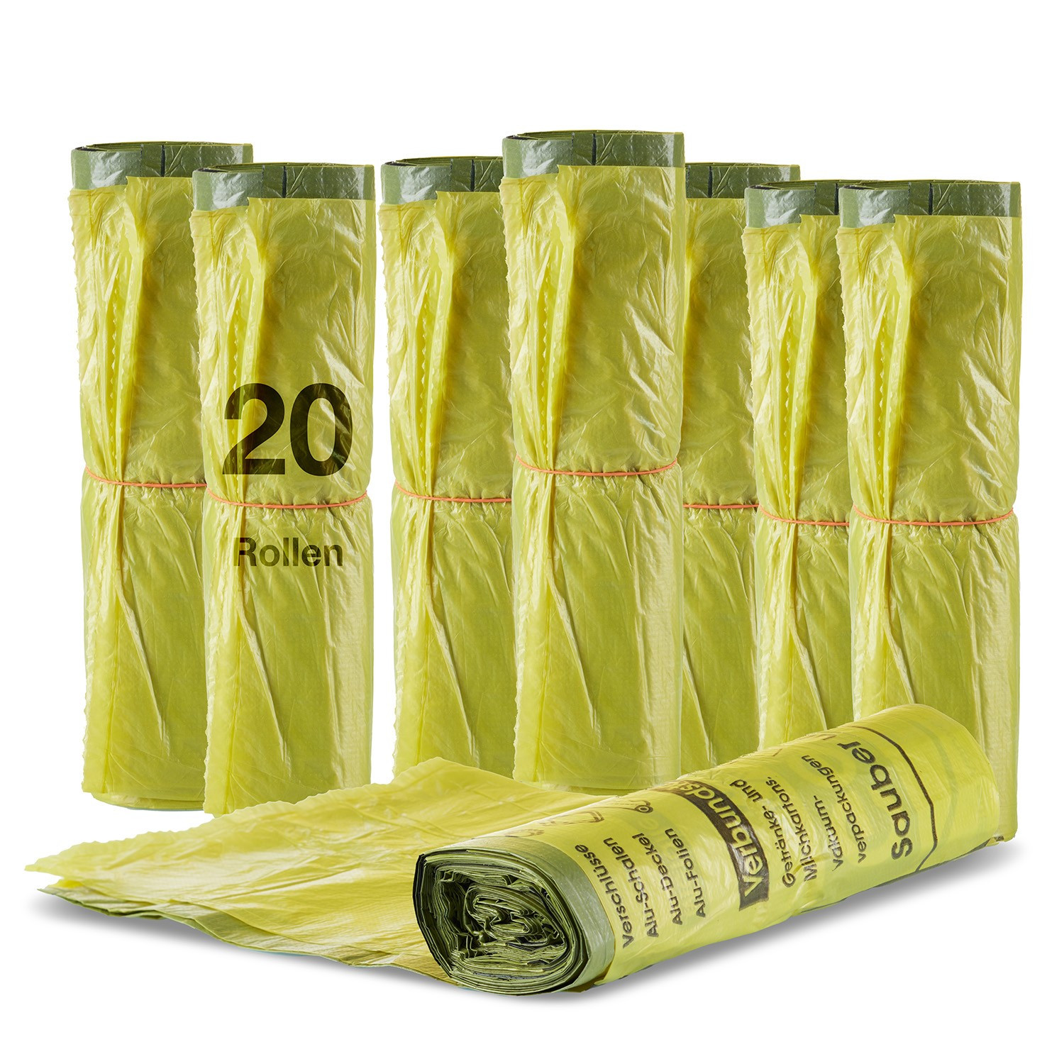 Bigdean 20 Rolls Of Yellow Bags, Yellow Bags 90 Hdpe Yellow 13pcs Per Roll, A Total Of 260pcs - . 60x87 5 Cm Fold 15my - Ideal For Trash Cans, Garbage Bins And Baskets