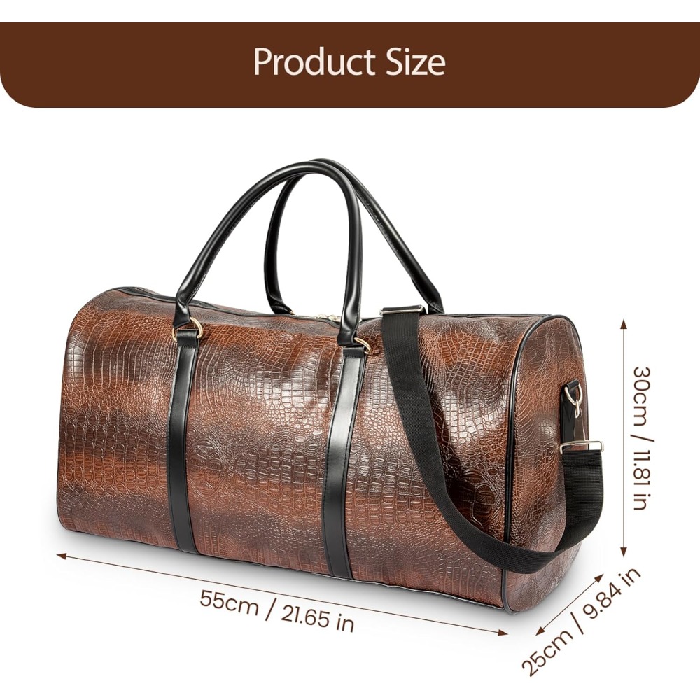 sport duffle bag   bag for women men vintage crocodile pattern weekender overnight luggage   handbag luggage bag     details 2