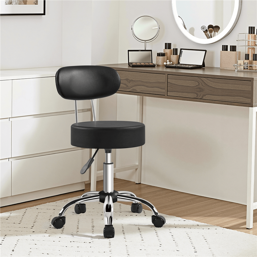 Costoffs Bar Stool With Wheels, Swivel Seat Work Stool, Bar Stool 75.5 Cm – 85 Cm H, Seat Stool, Makeup Stool For Salon/bar/kitchen/dining Room