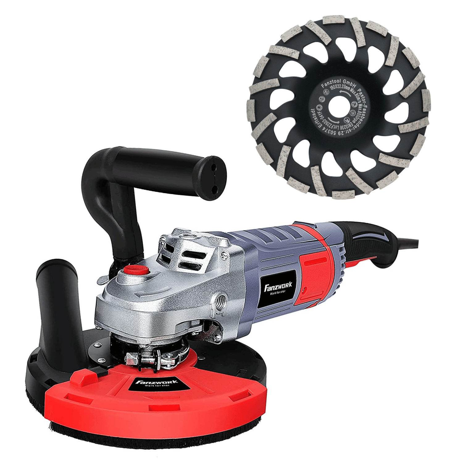 Concrete Grinder Concrete Milling Machine 2000w Set With 180mm Diamond Grinding Cup And Extraction Hood Ft2301