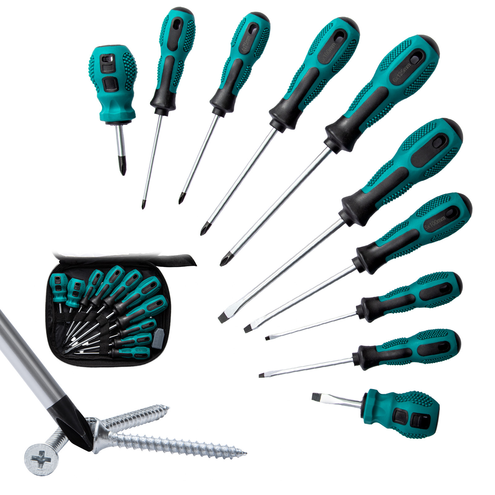 TEMU This 10-in-1 Screwdriver Set Includes 5 Phillips Head Screwdrivers And 5 Flathead Screwdrivers, Featuring Purple And Black Dual-tone Rubber