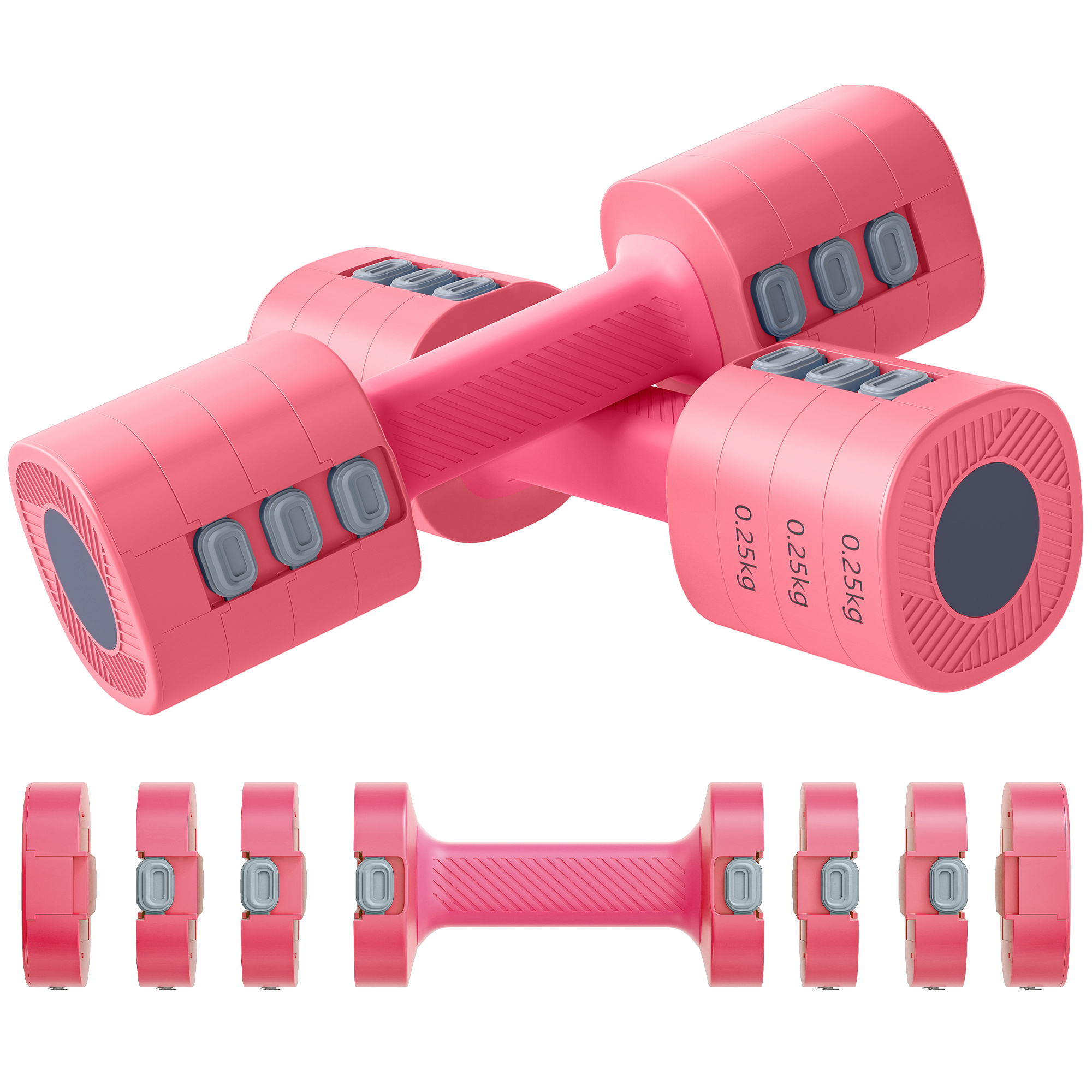 TEMU SPORTNOW Juego de Mancuernas Ajustables 4 en 1, 1/1,5/2/2,5 kg, Juego de Pesas y Mancuernas de Metal con Antideslizantes y Diseño Cuadrado, para