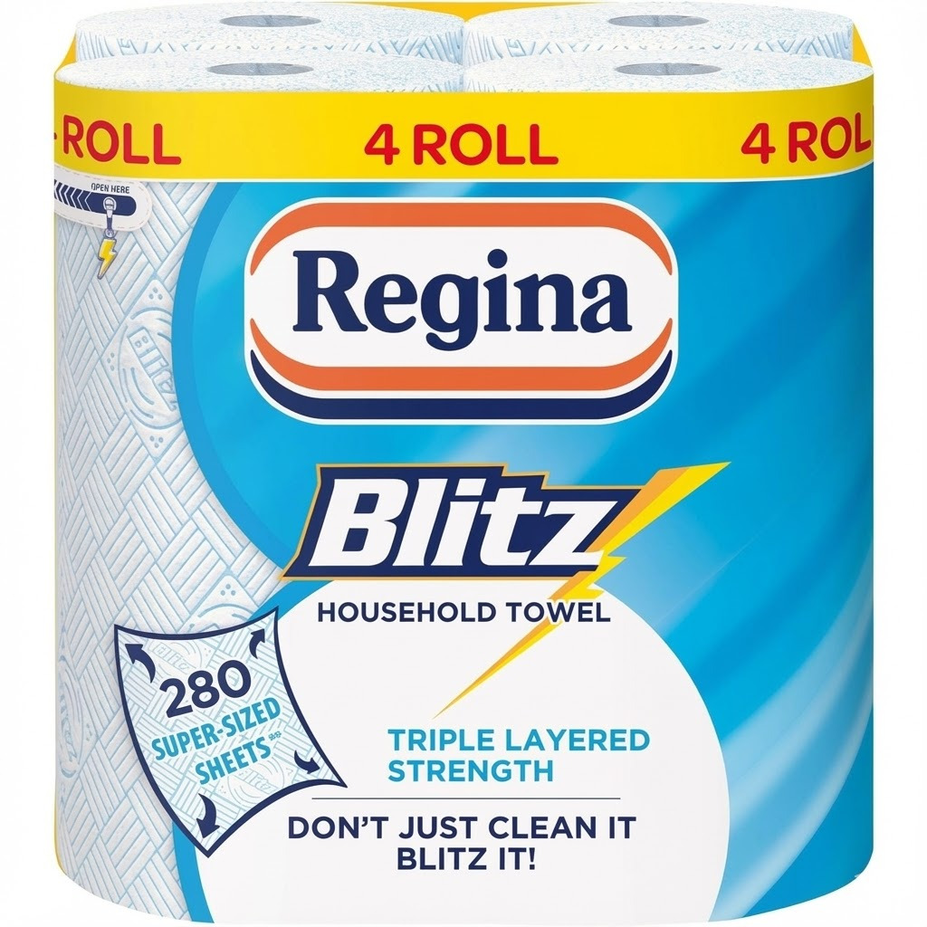   blitz kitchen rolls 4 rolls household towels 3 ply 280 sheets total