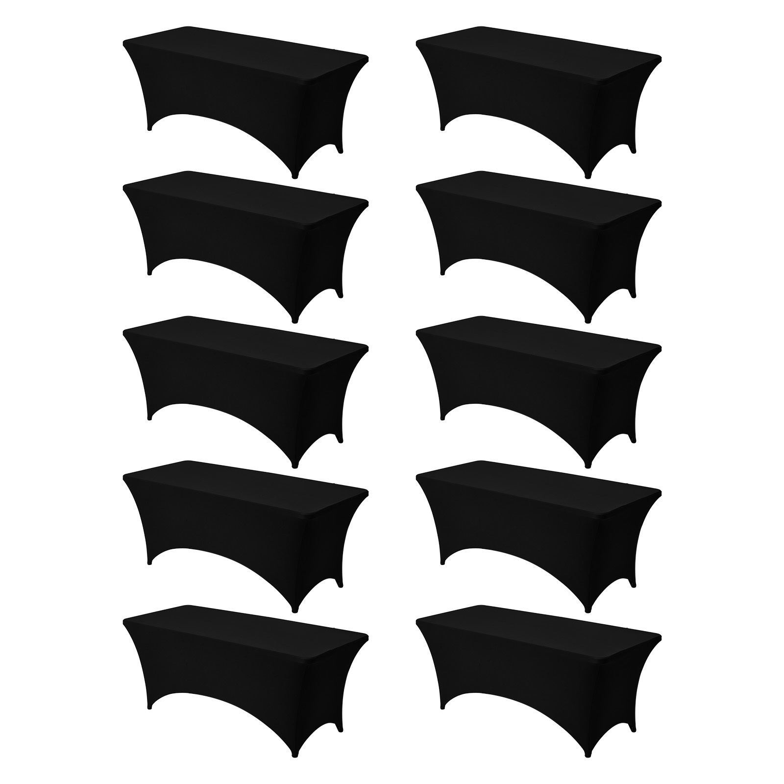 Image of Vevor 10 Pack Table Cloth For 6ft Rectangular Fitted Events, Wrinkle-resistant Stretch Black Table Covers, Washable Spandex Tablecloth Protector, For Party, Wedding, Cocktail, Banquet, Festival