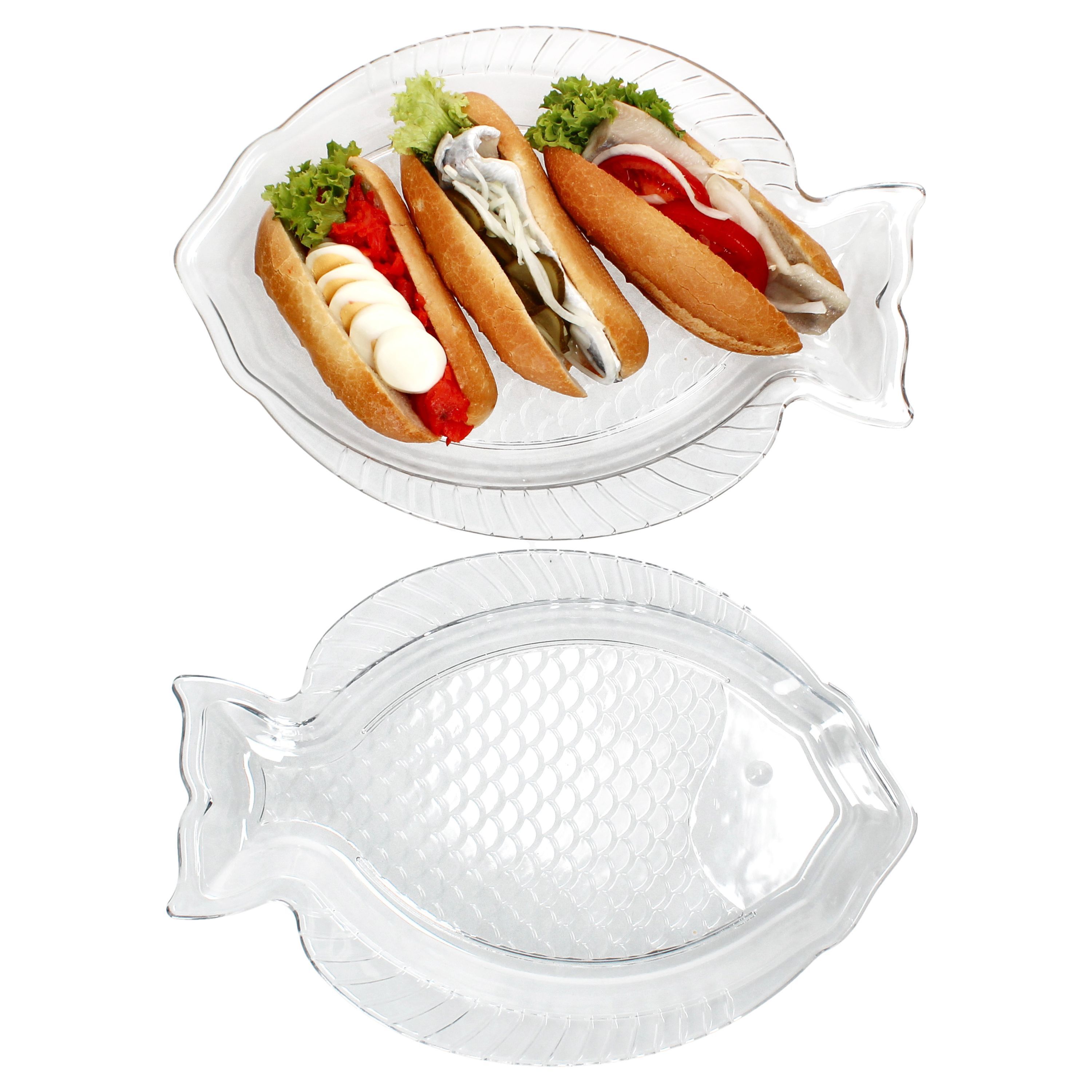 Image of Set Of 2 Oslo Fish Plates, Size L, Lxw 35x24cm, Made Of Glass - Tt11191
