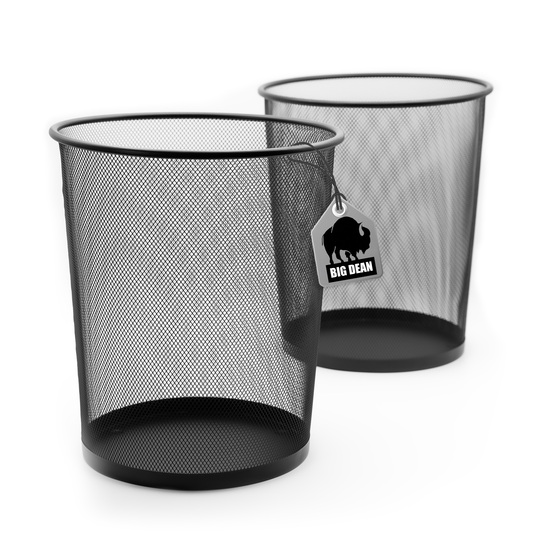 Bigdean 2pcs Paper Basket Trash Can Black 20l Wire - Office Trash Can - High-quality Paper Bin For