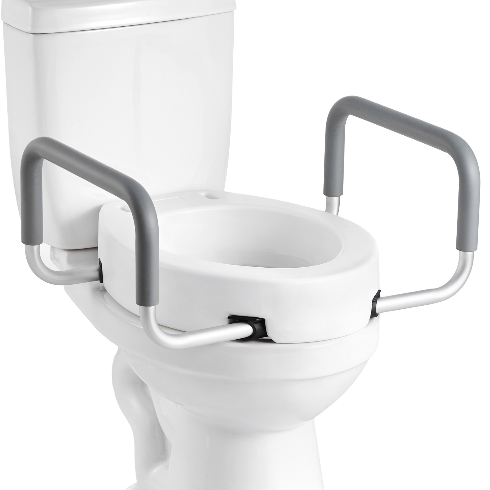 Image of Vevor Raised Toilet Seat With , 136.1 Kg Load Capacity, 88. Lift Height, Widened Commode Elevated Toilet Seat Riser With Padded Handles For Seniors, Elderly, Handicap, Disabled, And Adults