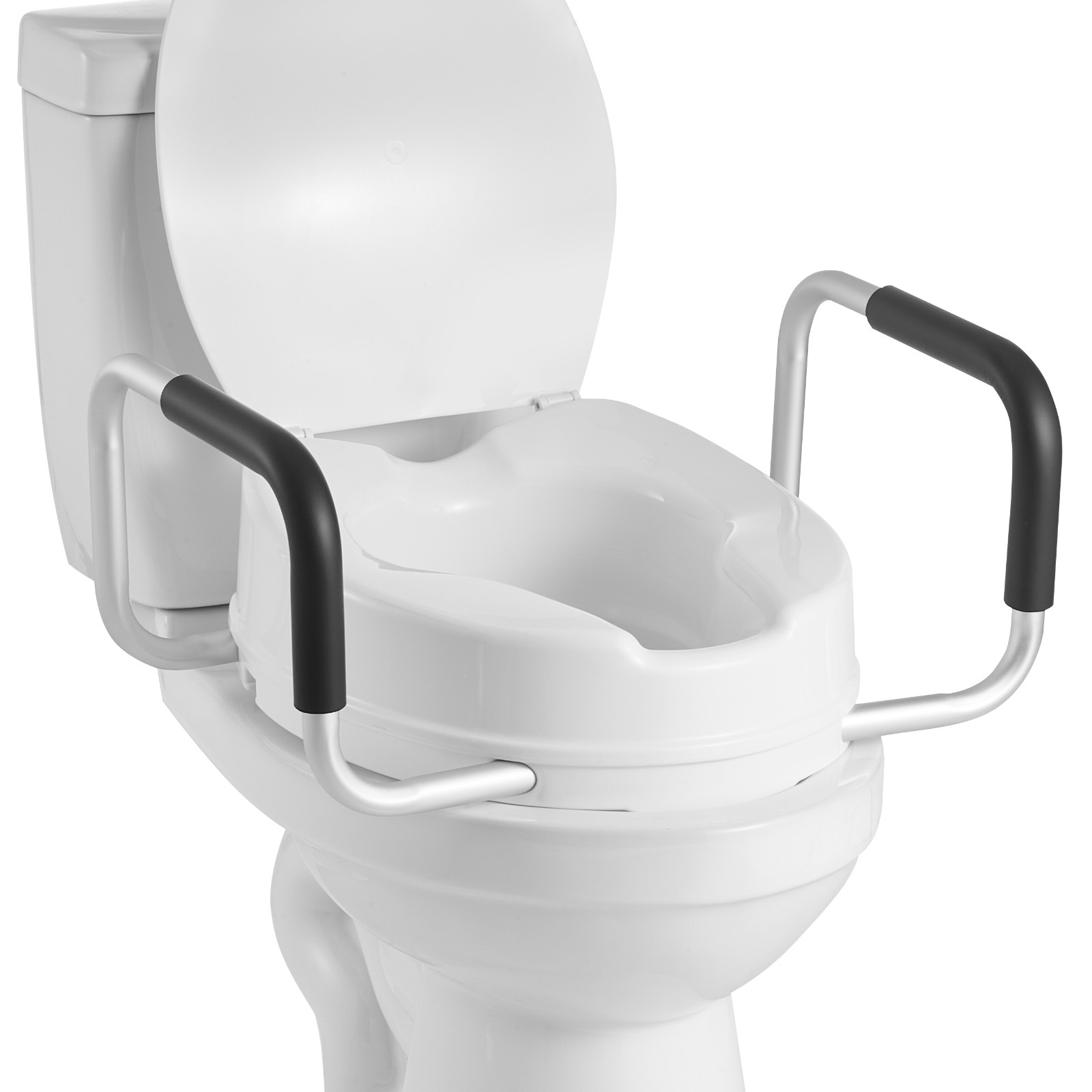 Image of Vevor Raised Toilet Seat With , 136.1 Kg Load Capacity, 101.6 Height, Widened Commode Elevated Toilet Seat Riser With Padded Handles For Seniors, Elderly, Handicap, Disabled, And Adults