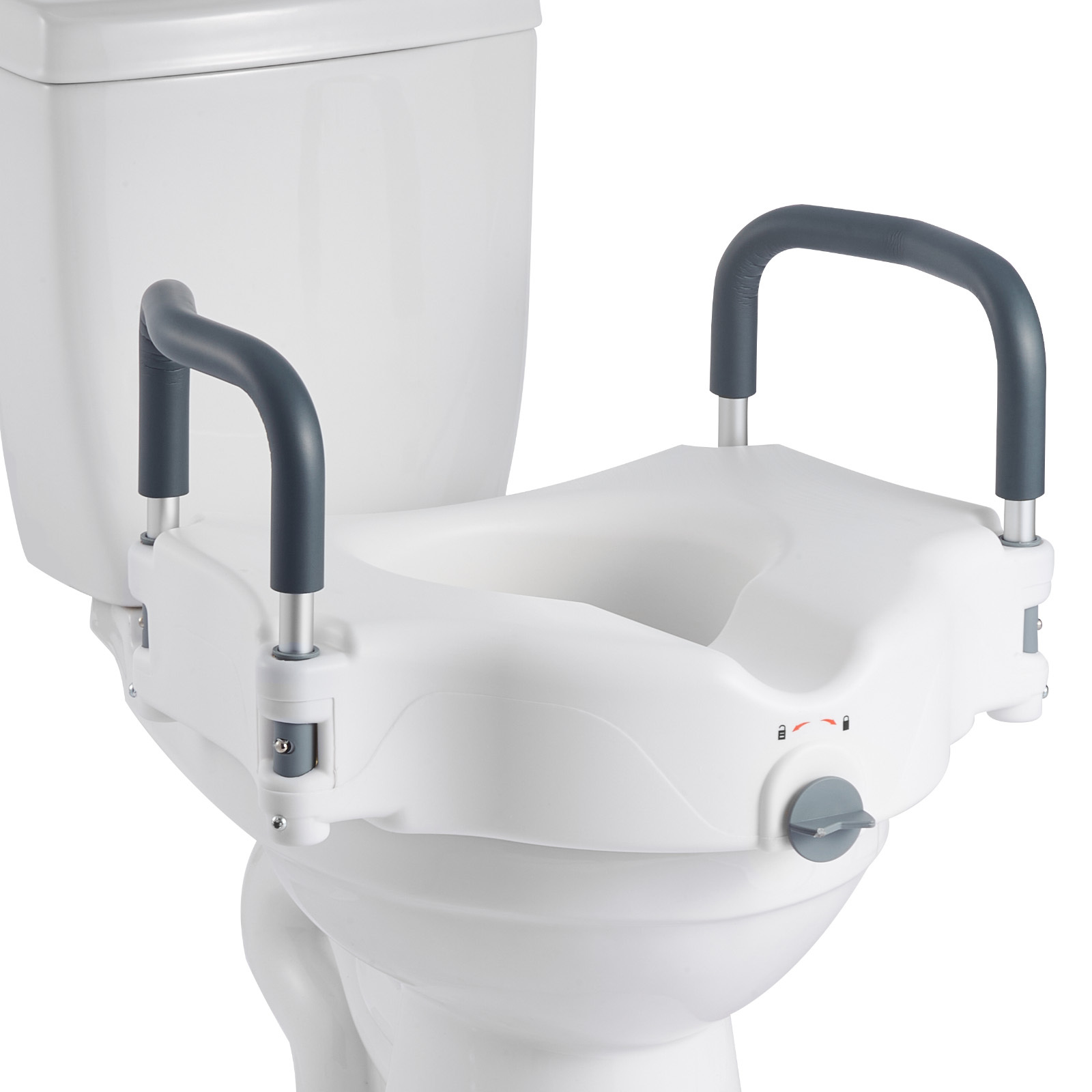 Image of Vevor Raised Toilet Seat With , 136.1 Kg Load Capacity, 127 Height, Widened Commode Elevated Toilet Seat Riser With Padded Handles For Seniors, Elderly, Handicap, Disabled, And Adults Use