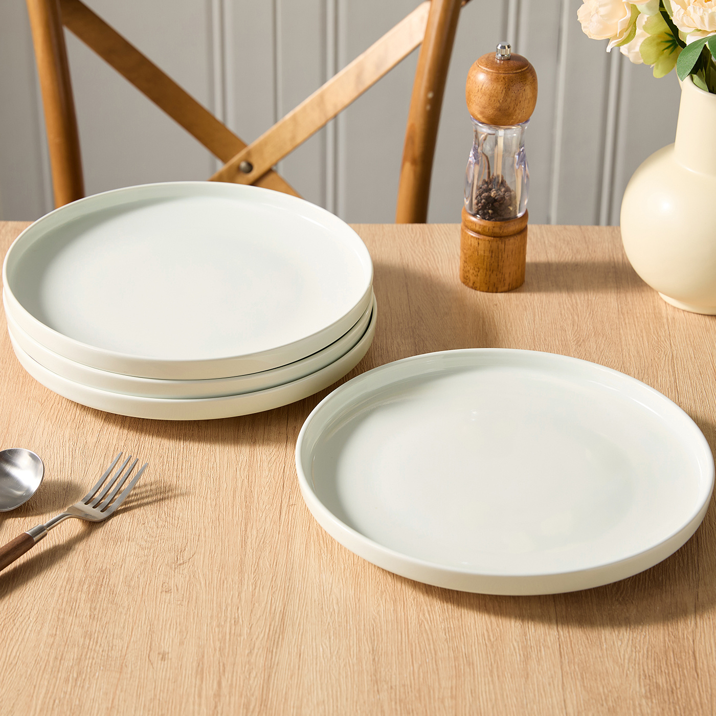 TEMU 4-piece Set, 10.5-inch, Ø26.5cm Dinner Plates, Tableware, High-quality Ceramic, Steak Plates, Western Plates, Dessert Plates, Salad Plates,