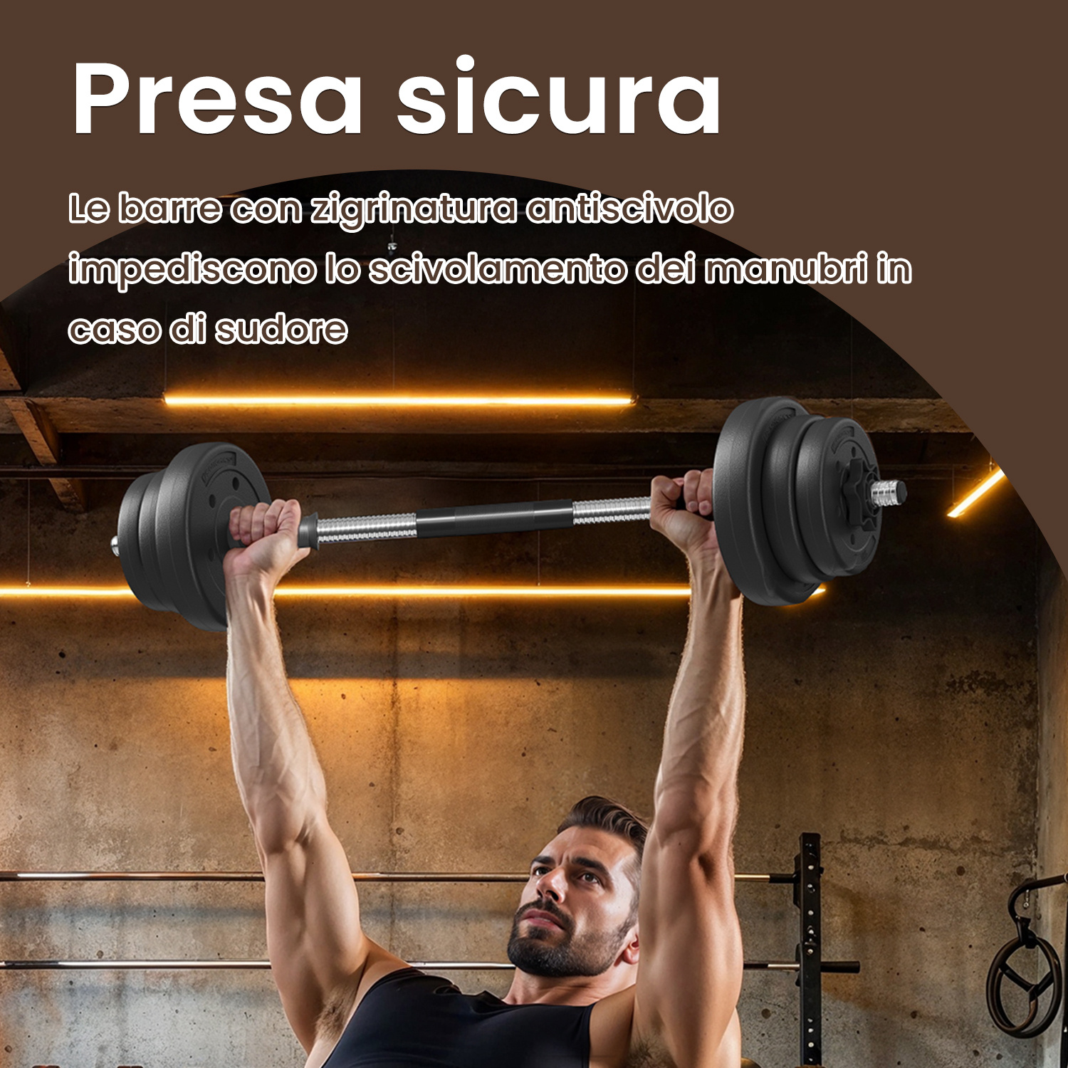 TEMU Manubri da 20 kg, attrezzatura fitness, set 2 in 1 di manubri e bilanciere corto, con tubo di collegamento in acciaio, per l'uso e in palestra.