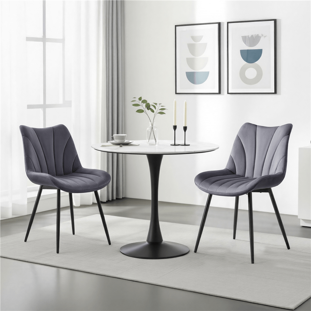 Image of Costoffs 2pcs Dining Room Chairs With Metal Legs Kitchen Chair Armless Side Chairs Dining Room Armchair Upholstered Chair Kitchen Armchair For Kitchen/dining Room/living Room