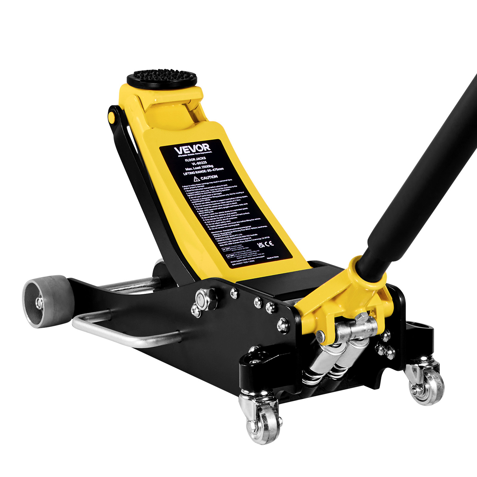 Vevor Low Profile Floor Jack, 2.5 Ton Capacity, Aluminum & Steel Racing Floor Jack With Dual Pump, Hydraulic Trolley Car Lift For Sedans & Compact Suvs, Lifting Range 95-475 Mm