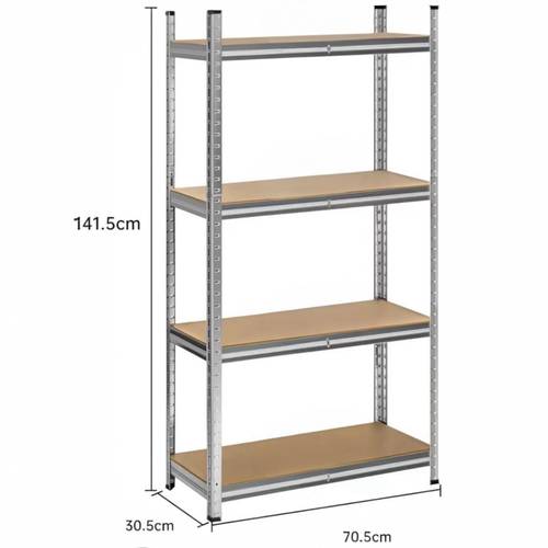 estanterías almacenaje de 4 niveles, estantería , modular, garaje, almacén, trastero, cocina, carga de 875 kg, 30 x 70 x 140 cm, plata