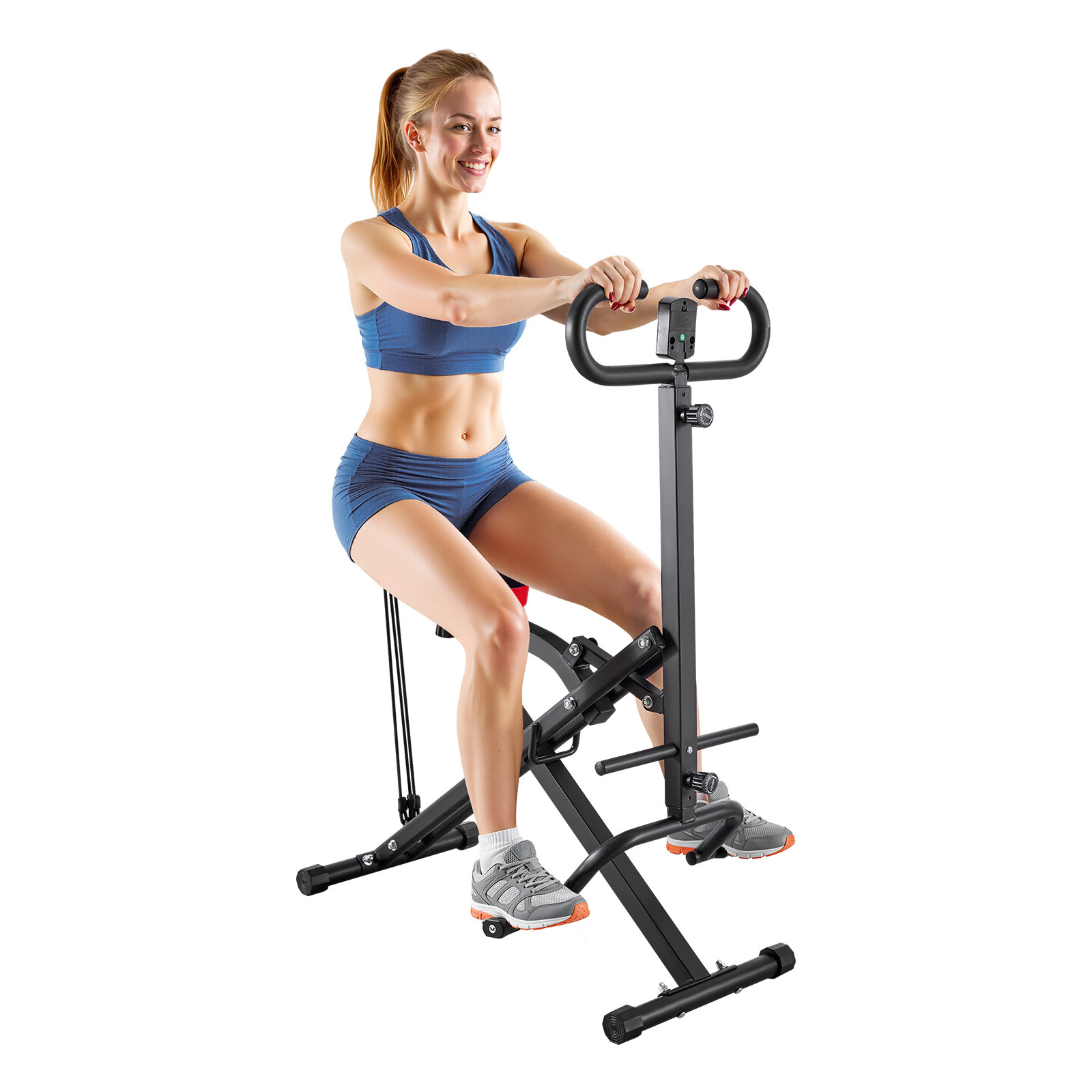 Vevor Squat Machine, Deep Squat Rowing Machine For Home, Easy Setup & Foldable Exercise Equipment, Glute Trainer Machine With 3 High-strength Resistance Bands, & Leg Home Workout Machine, Black