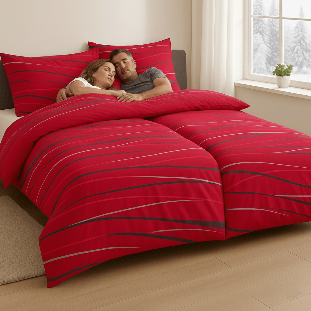 Image of 4-piece Cotton Beaver 2x Bedding Set 135x200 X 2x Pillowcases 80x80, Warm Duvet Cover, Plush Winter Comforter, Cozy Bedding Set
