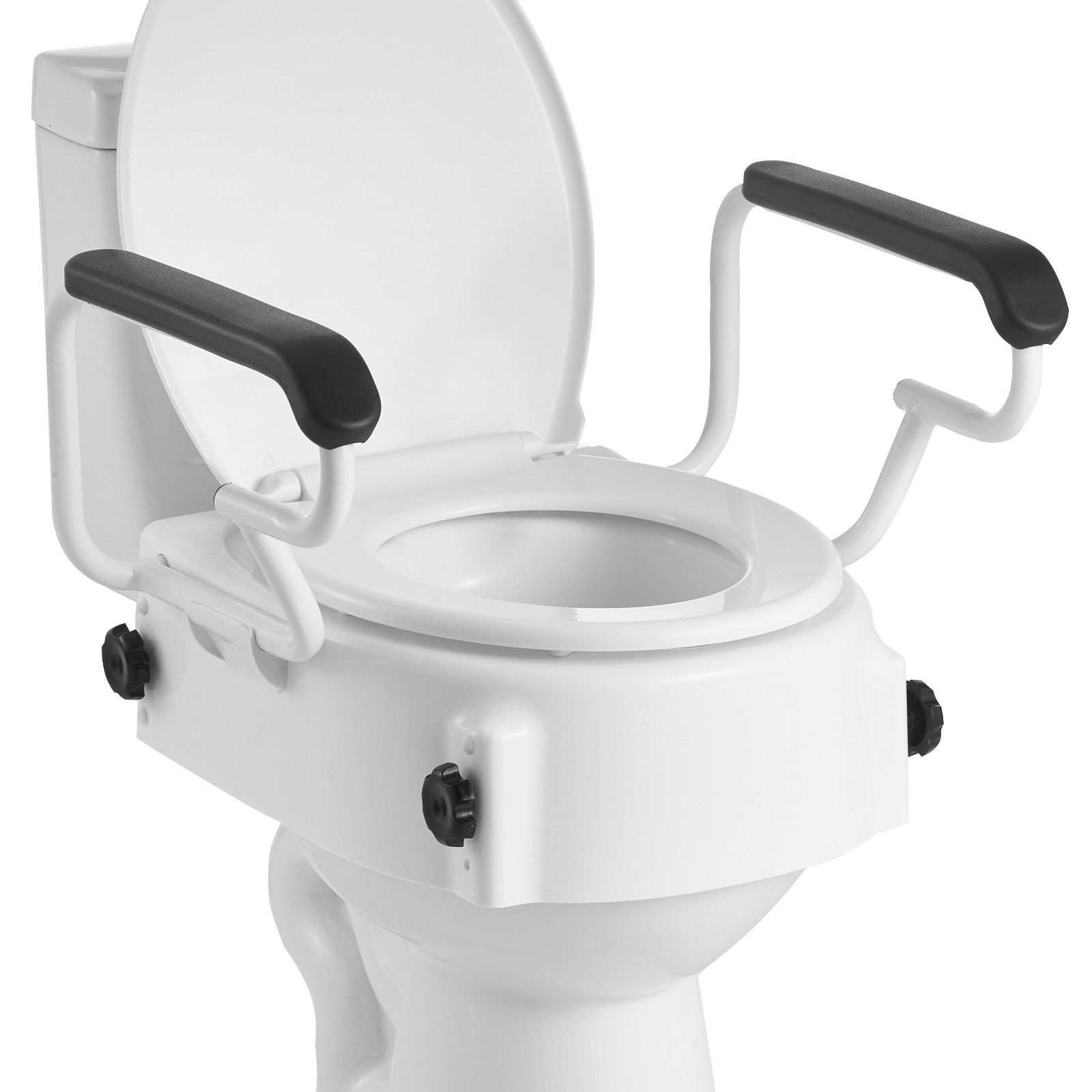 Image of Vevor Raised Toilet Seat With , 300 Lbs Load Capacity, 3-level Adjustable Height, Widened Commode Elevated Toilet Seat Riser With Padded Handles For Seniors, Elderly, Handicap, Disabled, Adults