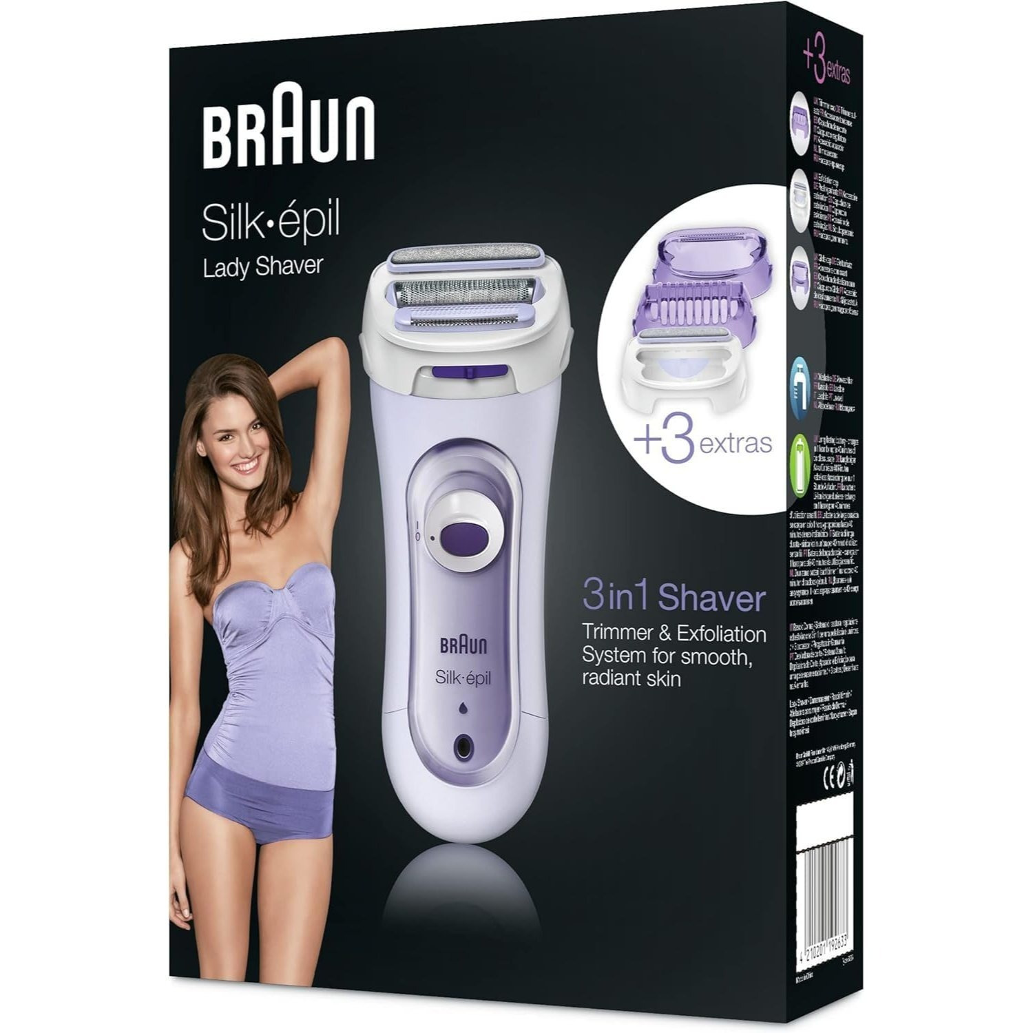 Braun Silk- 5-560 3-in-1 Wireless Electric Shaver, Trimmer, And Exfoliation System, Purple