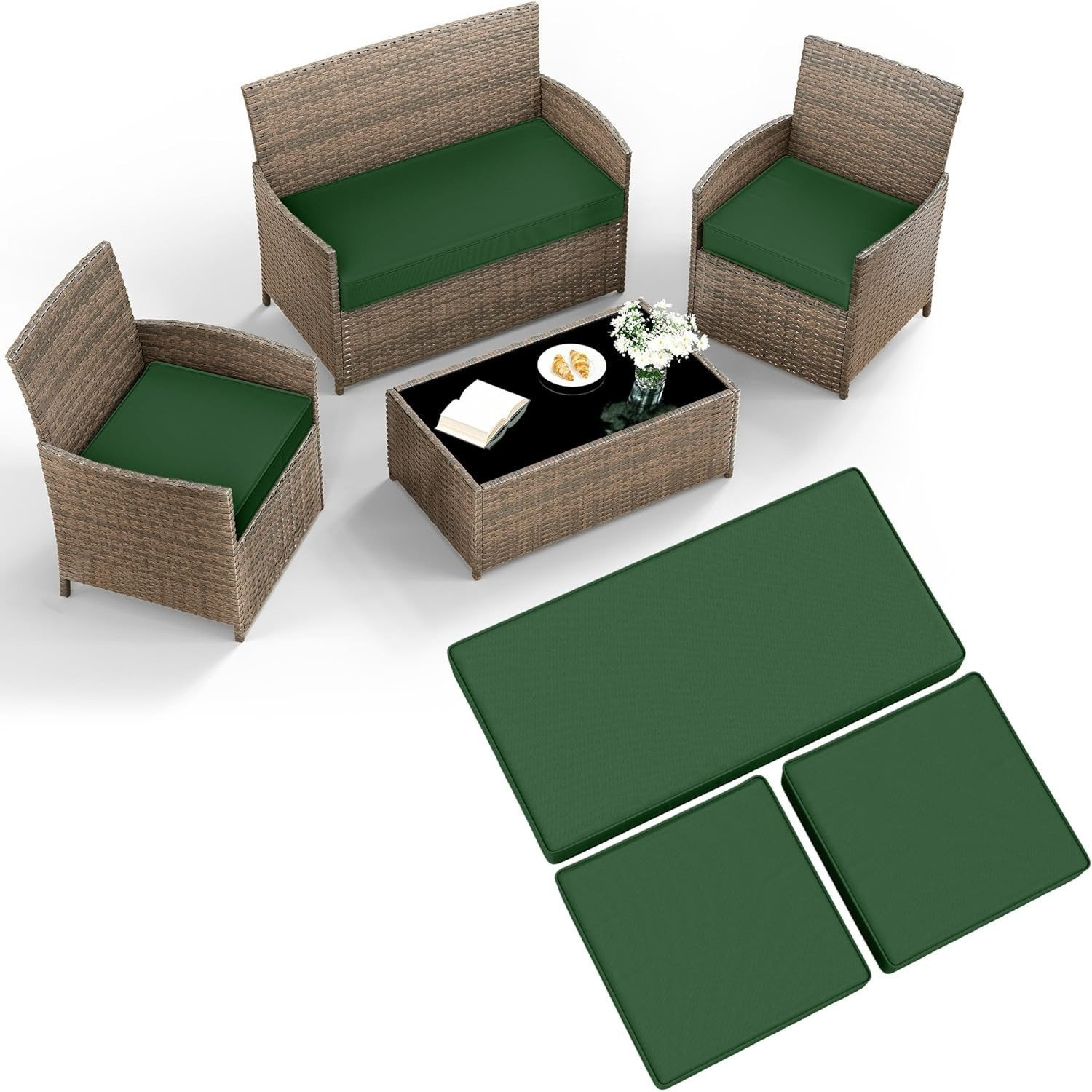 3pcs rattan outdoor furniture seat cushion pads outdoor replacement cushions for rattan set water resistant outdoor chair cushions garden seat cushion pads