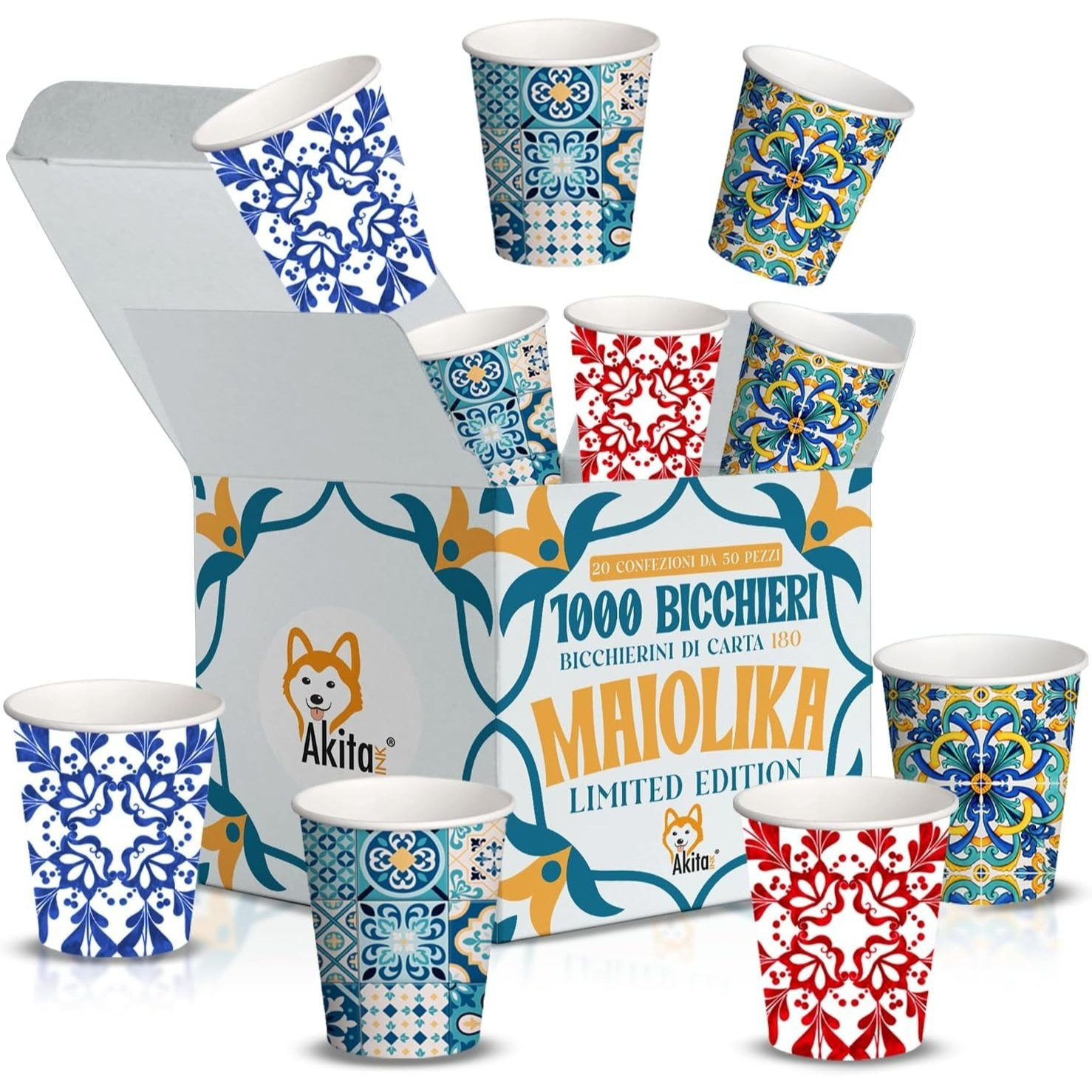 TEMU Akitaink 1000paper Cups For Water & Beverages, 180 Ml, Design, Coastal Style