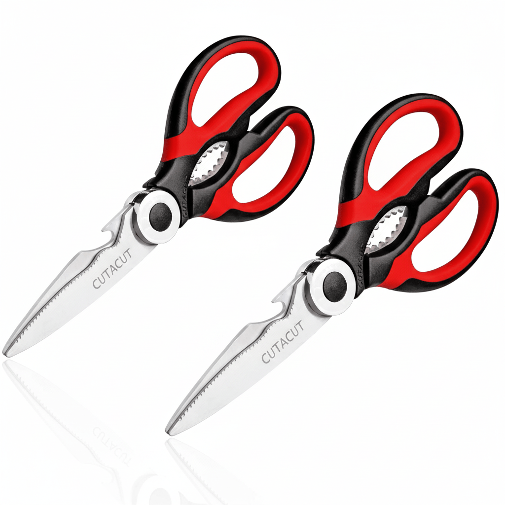TEMU Pack Of 2 Multipurpose Kitchen Scissors – Stainless Steel Utility Shears With Comfortable Grip & Protective Covers