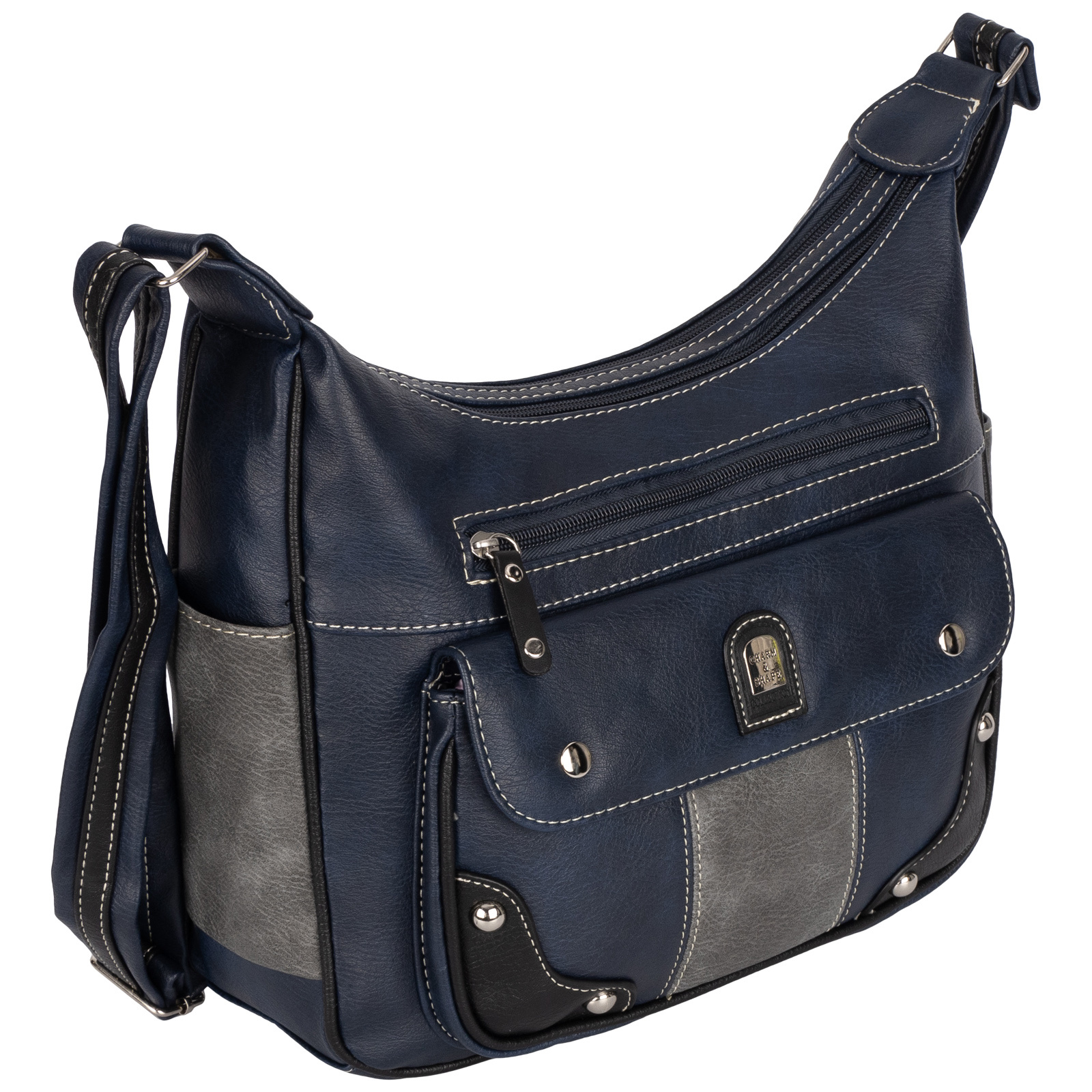 Image of Women's Handbag Shoulder Bag Crossover Bag 7 Leather Look Blue (hxbxt): 22cm X 32cm X 11cm 2 Large Main Compartments