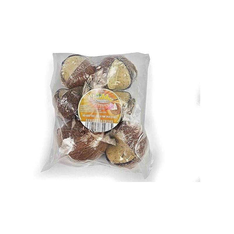 TEMU Suet To Go 5pcs Mealworm & Insect Coconut Bird Feeders 5 Pack | Suet Filled Quarter Coconut Shells For Wild Garden Birds | High Food | Suitable