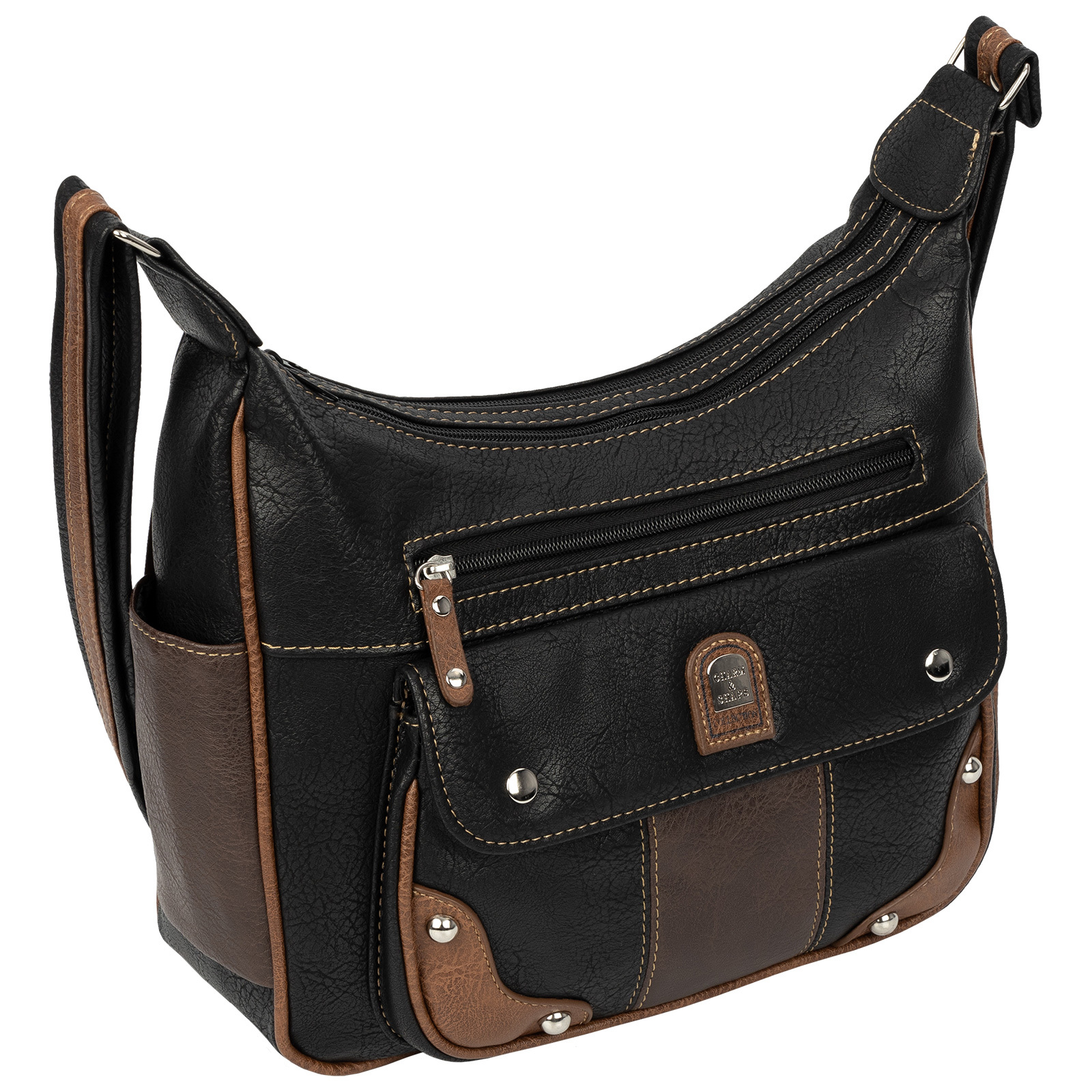Women's Handbag Shoulder Bag Crossbody Bag Crossover Bag Leather Look Black-brown