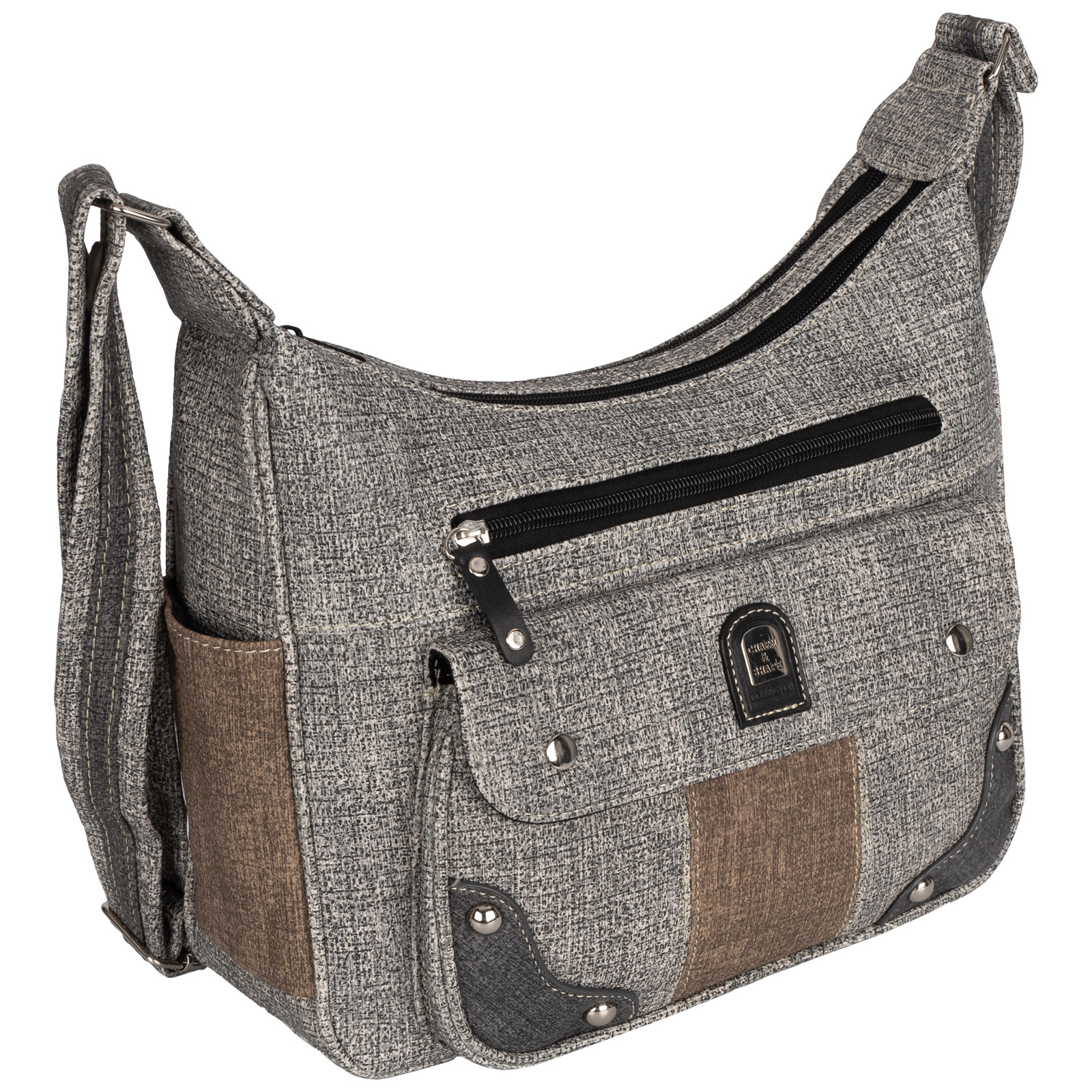 Women's Handbag Shoulder Bag Crossover Bag 7 Leather Look Grey (hxbxt): 22cm X 32cm X 11cm 2 Large Main Compartments