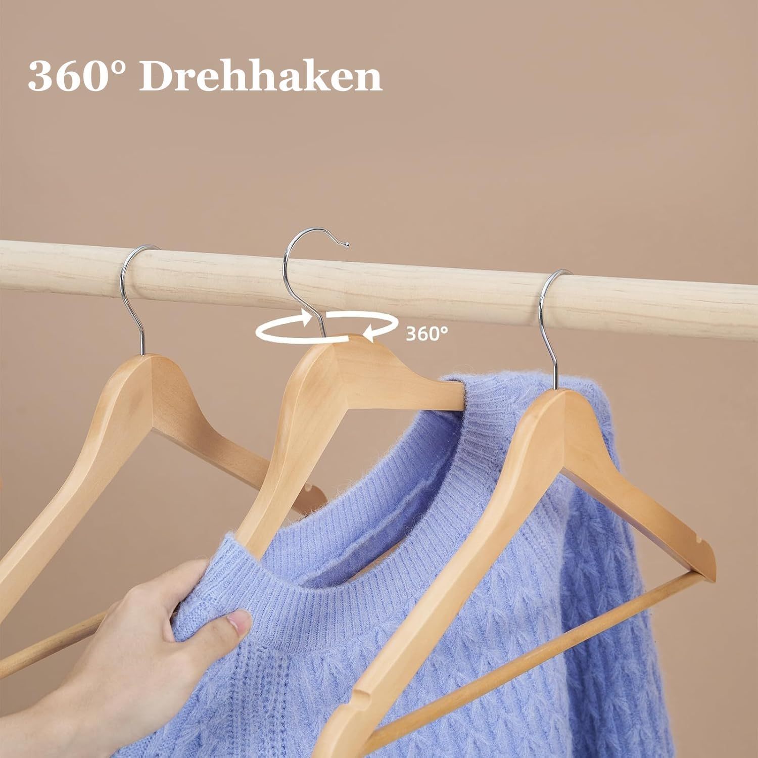 kleiderbügel holz 20er set – premium holzbügel aus massivholz mit hosensteg, kerben & 360°   für anzüge, hemden & jacken