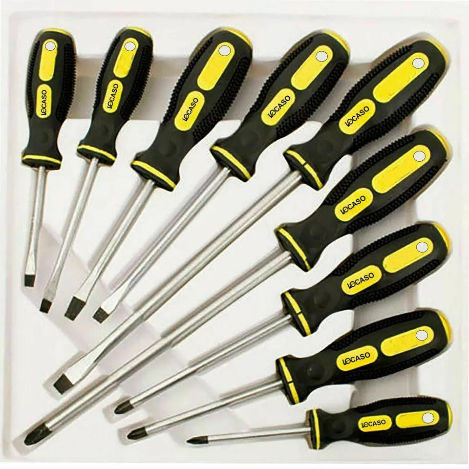 TEMU 9 Pcs Magnetic Screwdriver Set - Heavy Duty Magnetic Screwdriver With 5 Flat & 4 Head - Screwdriver With Non-slip Grip For Repairing Office &