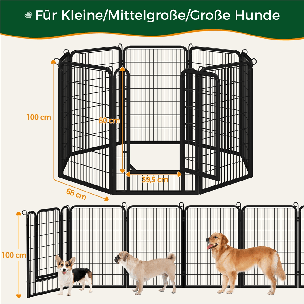Image of Costoffs Puppy Playpen With Mesh Panels, Foldable Dog Playpen Enclosure With Door & Ground Stakes For Indoor & Outdoor Use