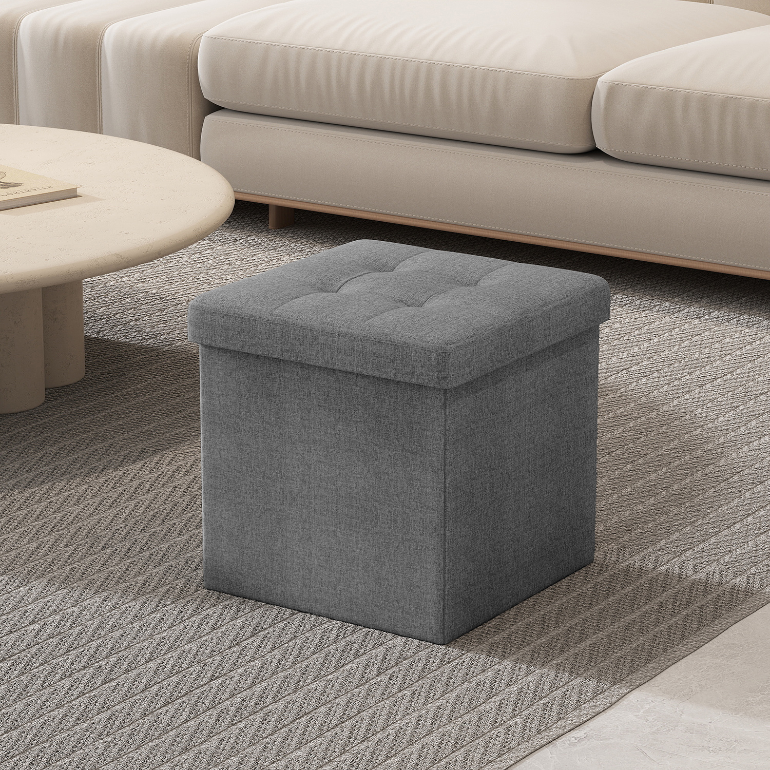 E-shop Sitzhocker, Sitzbank mit Stauraum, 30 x 30 cm, bis 130 kg belastbar, klappbare Aufbewahrungsbox, Fußbank