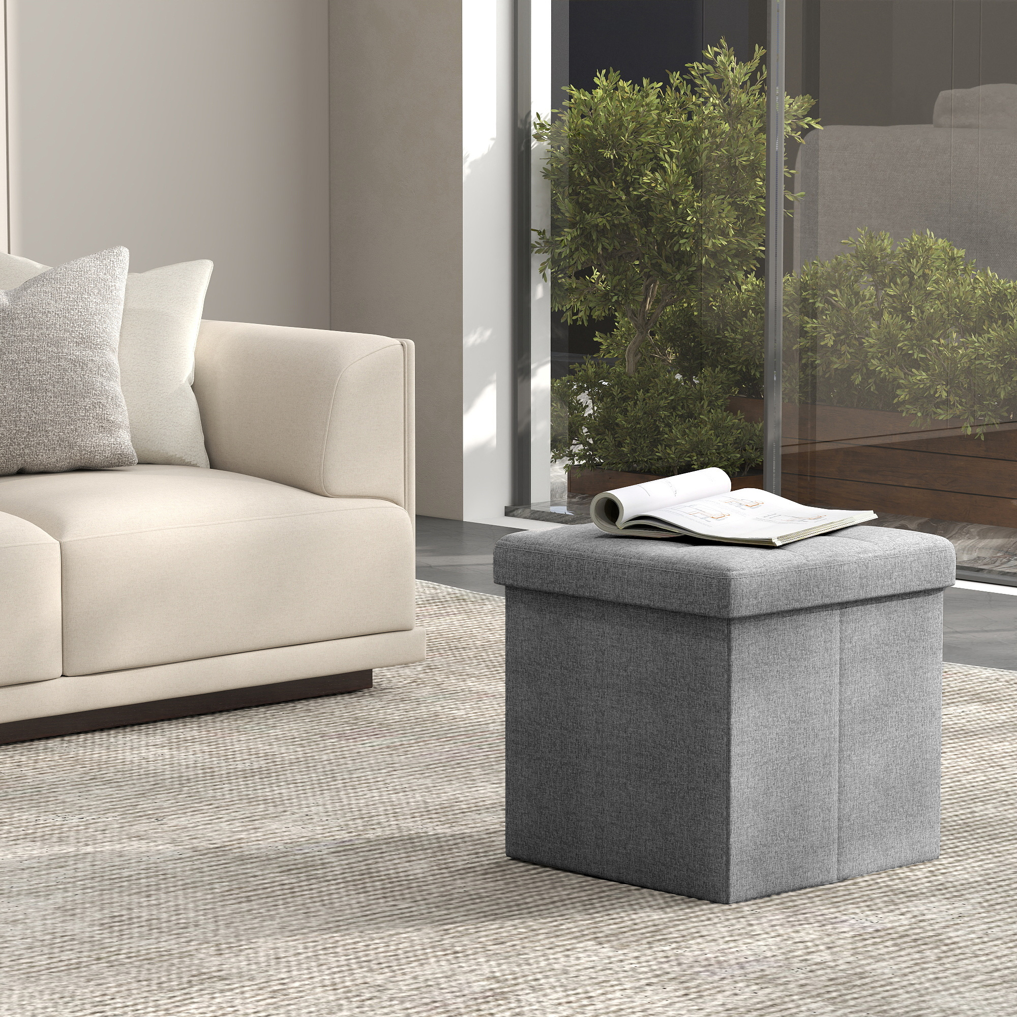 Storage Stool, Small Foldable Bench, 30 X 30 Cm Footstool, Storage Box, Loadable Up To 130 Kg, For Living Room Bedroom Dormitory