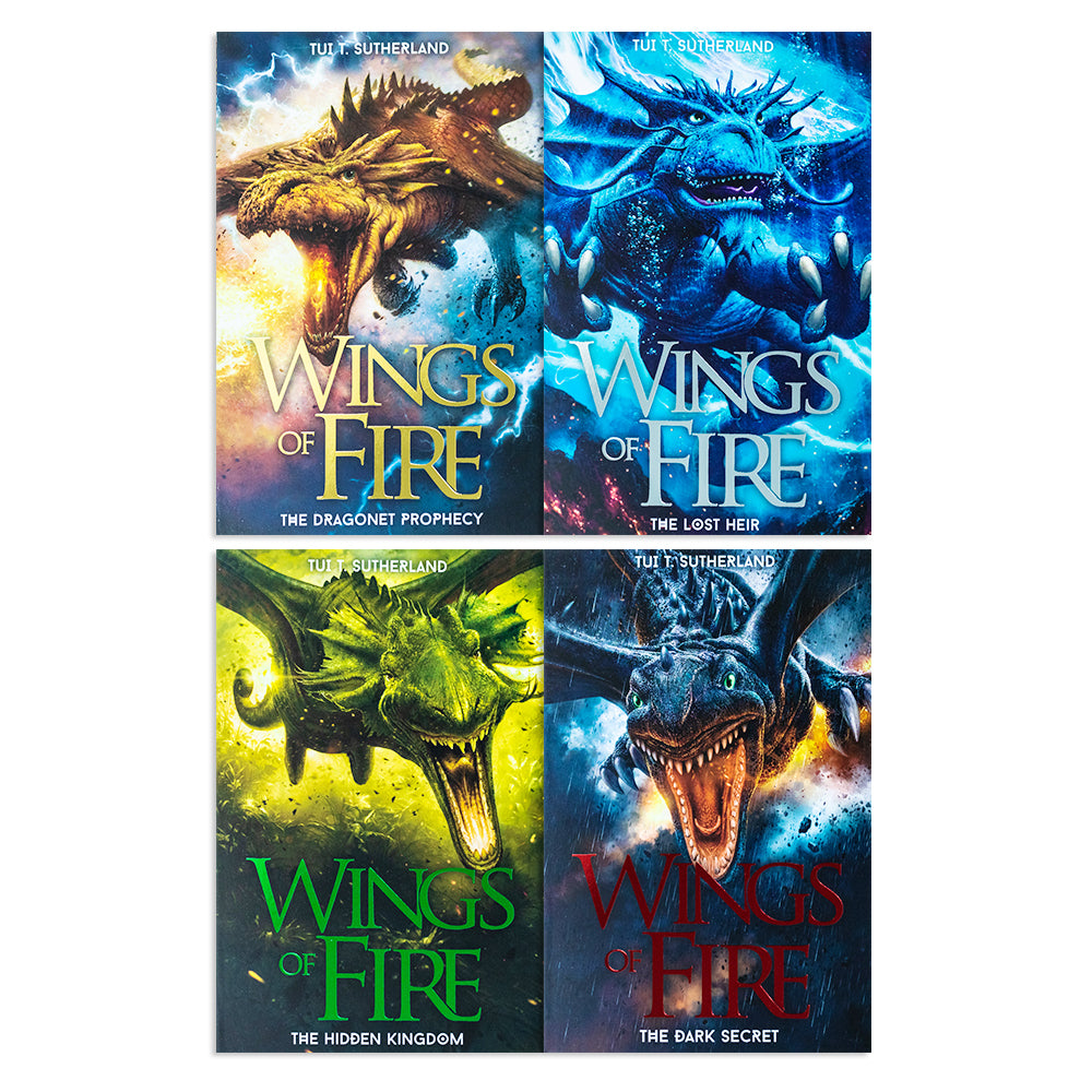 TEMU Wings Of Fire Series Books 1 To 4 Collection Set By Tui T Sutherland (dragonet Prophecy, The Lost Heir, The Hidden Kingdom & The Dark Secret)