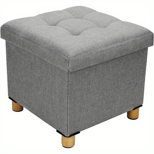 folding storage ottoman footstool with lid upholstered ottoman storage box 38x38x32cm for hallway livingroom bedroom dark grey
