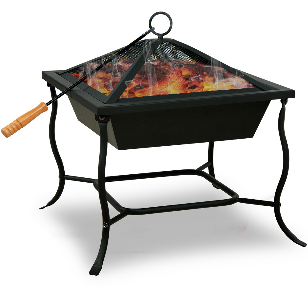 TEMU GARDEBRUK® Cuenco de con protector de , gancho de angulado, 45x45 cm, acero negro moderno, para exterior, jardín, , , cesta de , chimenea,
