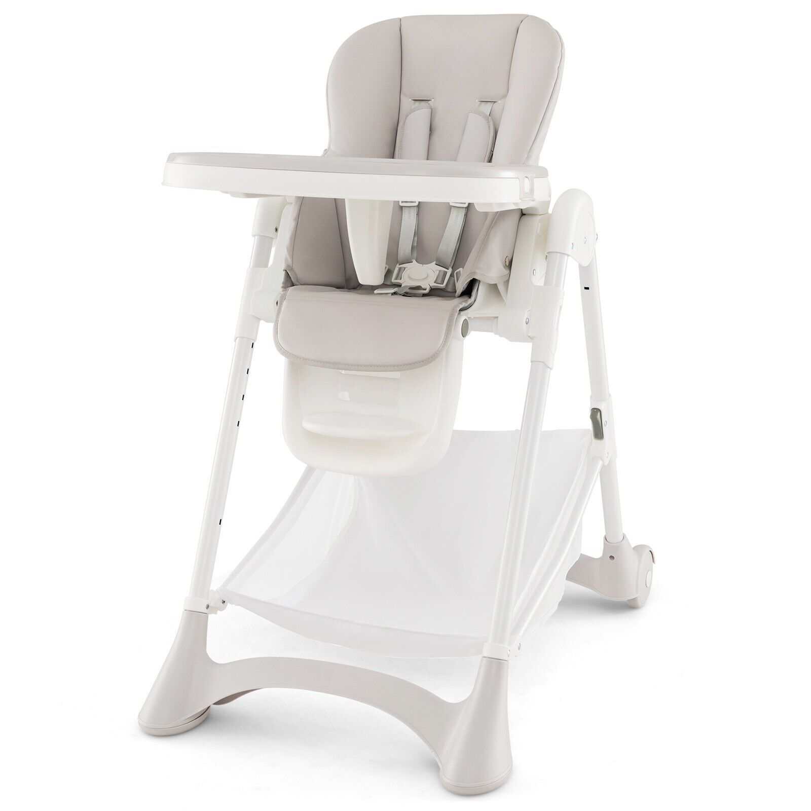 TEMU Goflame Folding Baby High Chair Adjustable Convertible High Chair W/cushion-beige