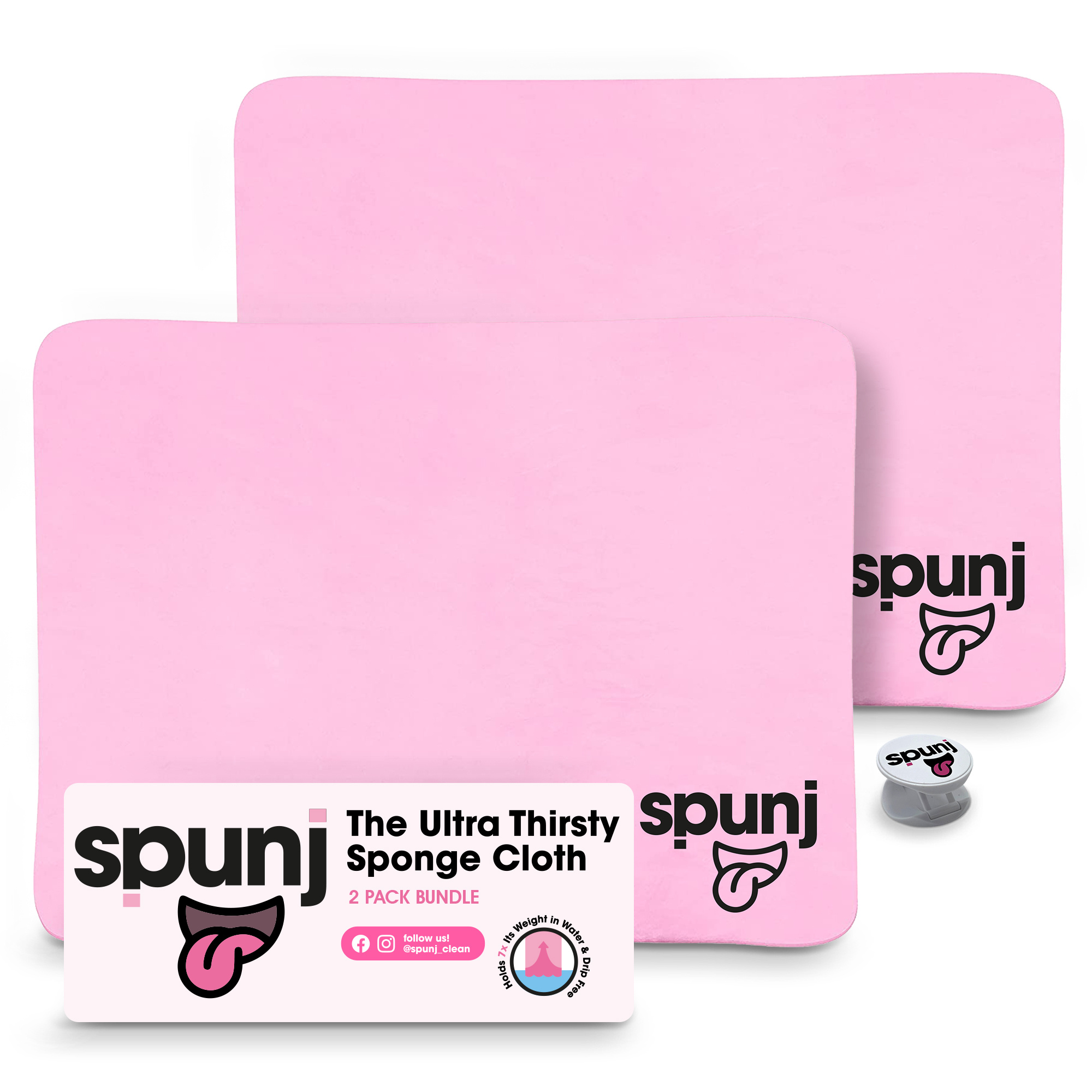TEMU 2 Pack Super Absorbent Cleaning Cloths | Pink Sponge Cloths For Condensation, Damp Dusting & Household Cleaning | Reusable Non Drip Ultra