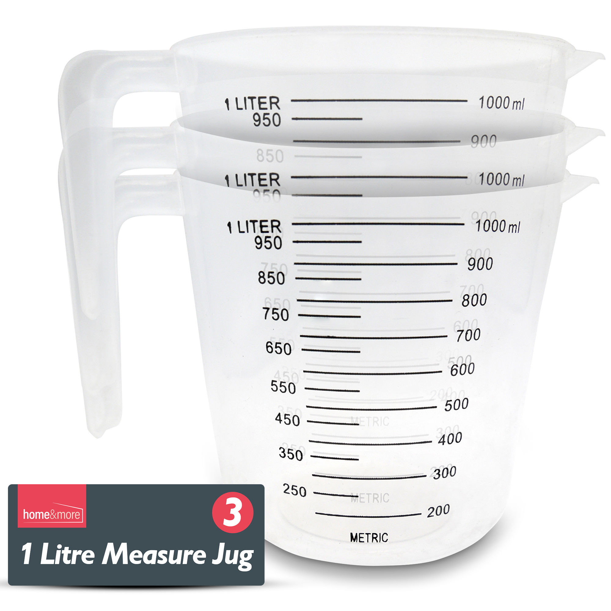 TEMU 3 Pack Plastic Measuring Jug | Baking Measuring Cups With Handle | Dual Scale In Ml, Cups, Ounces & | Stackable Cooking Measuring Jug Set |