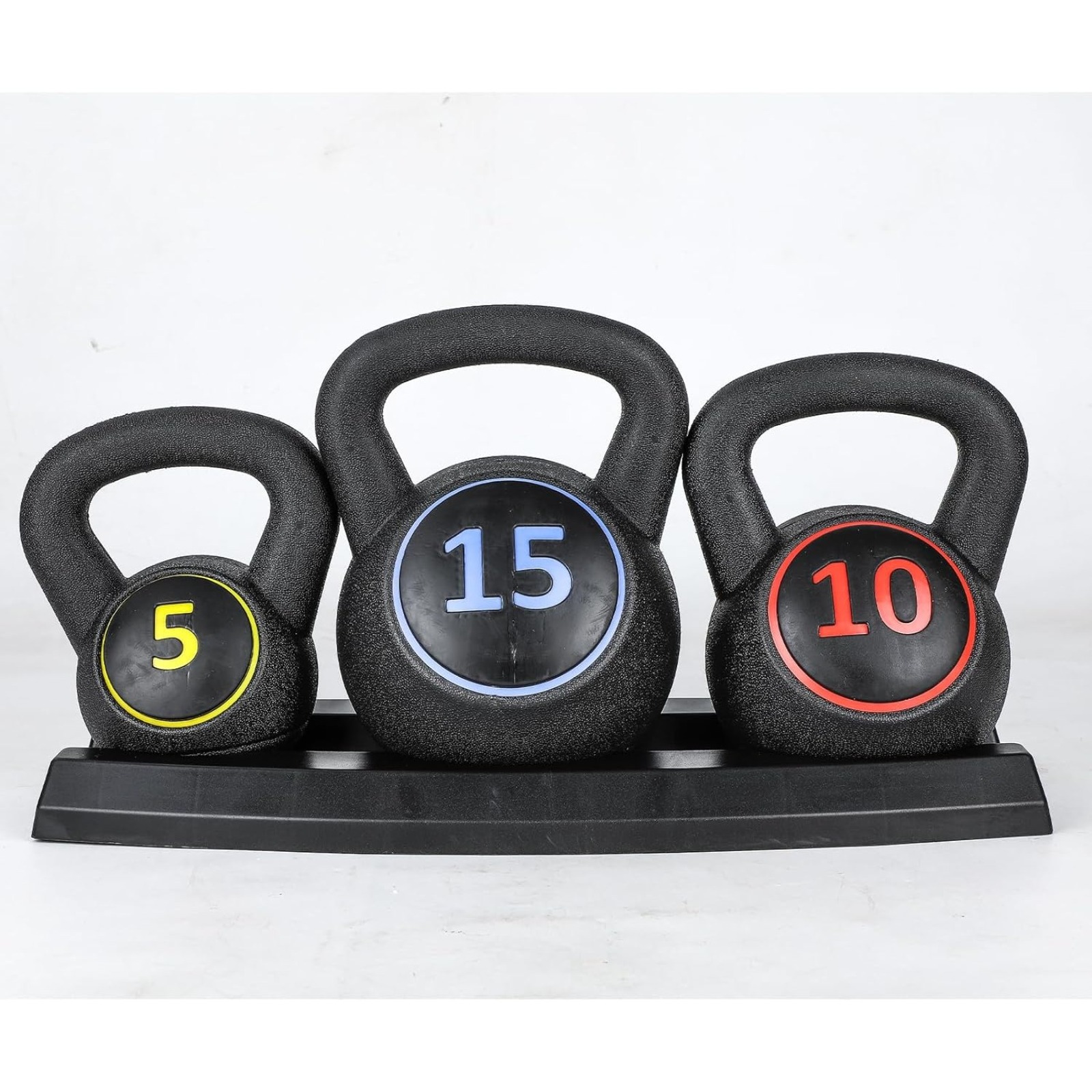 3Pcs Kettlebell Weight Set, 5lb, 10lb, 15lb for Home Gym Strength Training