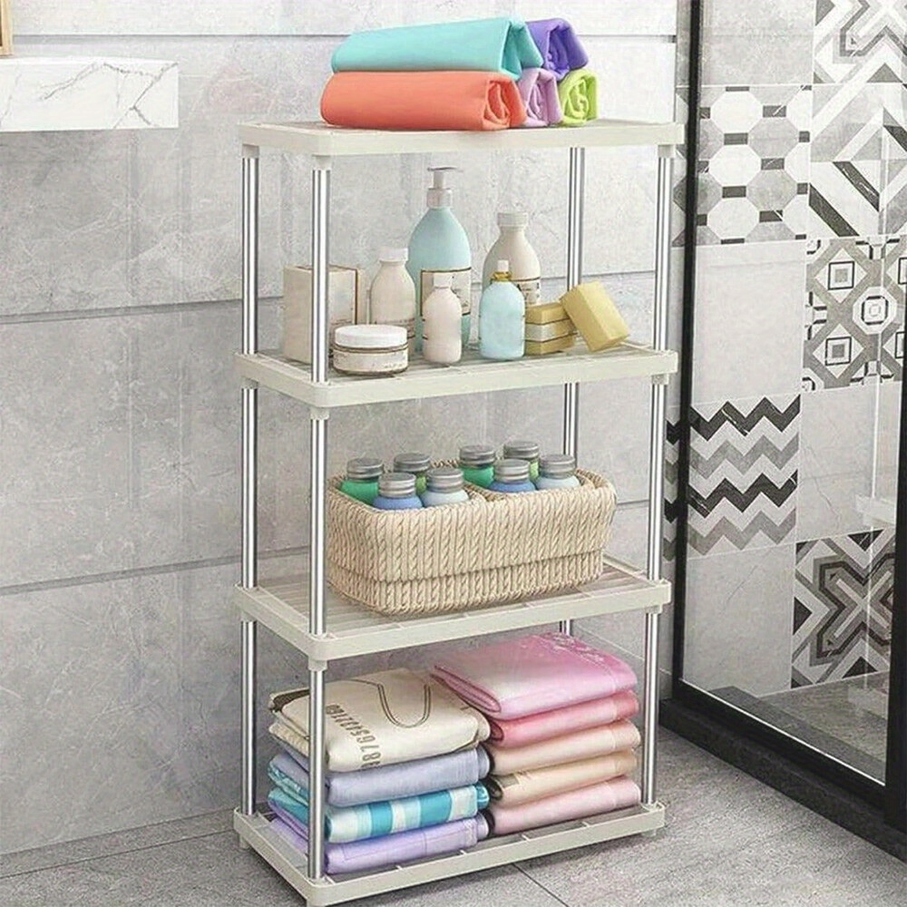TEMU 4 Tier Plastic Shelving Units 80.5x41x22cm Storage Shelf Modern Standing Storage Rack For Room Bathroom