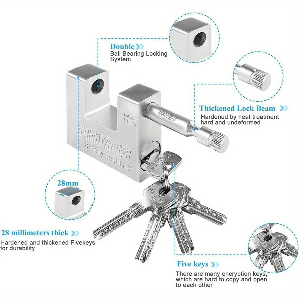 TEMU 1pc 94mm Heavy Duty Padlock & Armoured Steel Shutter Warehouse Container Lock